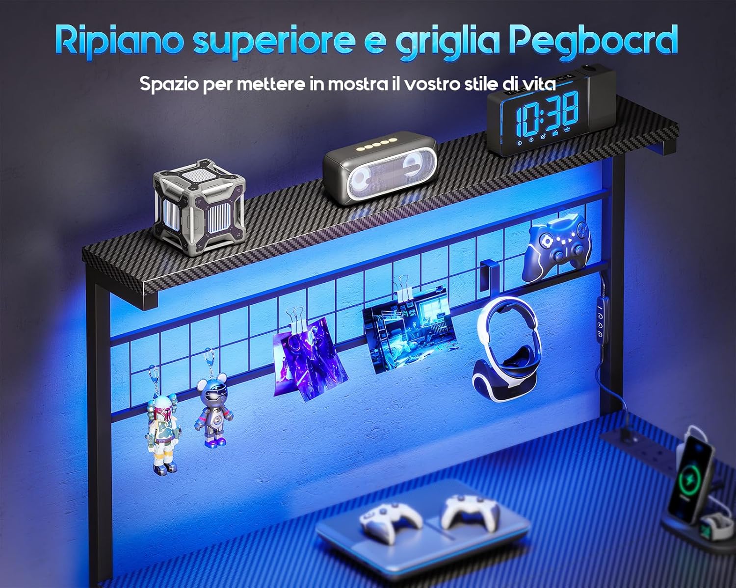 Thumbnail 3 de Coleshome Scrivania Gaming con LED 130 x 100