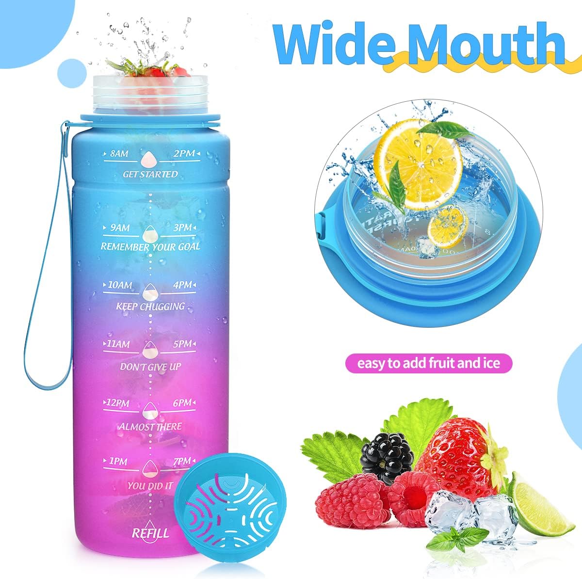 Thumbnail 4 de Coolfel Sport Trinkflasche 500–2000 ml: BPA-frei, Tritan, mit Zeitmarkierung und Auslaufsicherheit