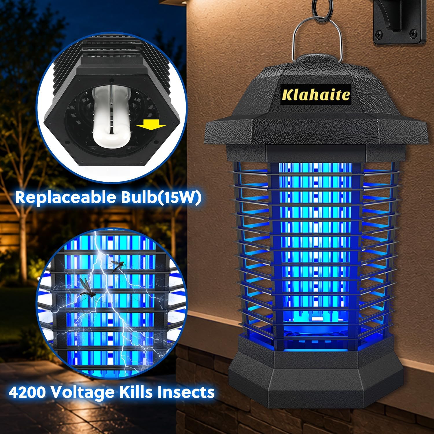 Detalle 2 de Klahaite Outdoor Insect Exterminator Electric Mosquito Zapper (up to 1/2 acre)