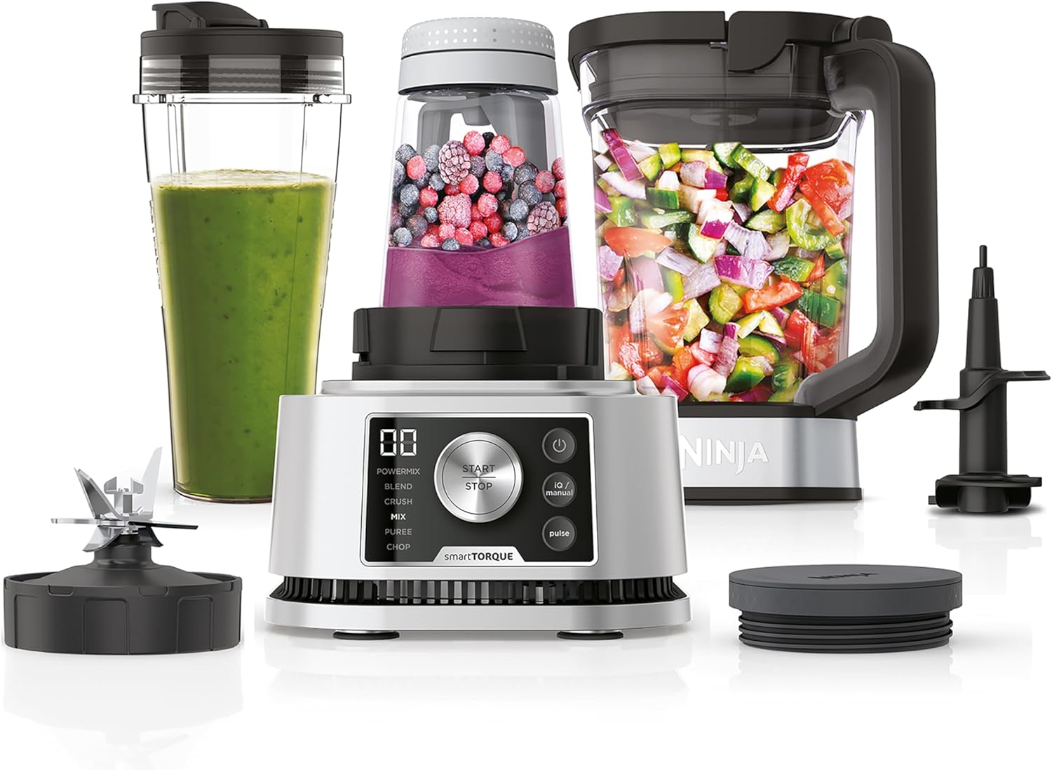 Detalle de Ninja Foodi Power Nutri Mixer Smoothie Maker 3-in-1 – 1200W, 2,1 L Krug, 700 ml Becher und 400 ml Schüssel
