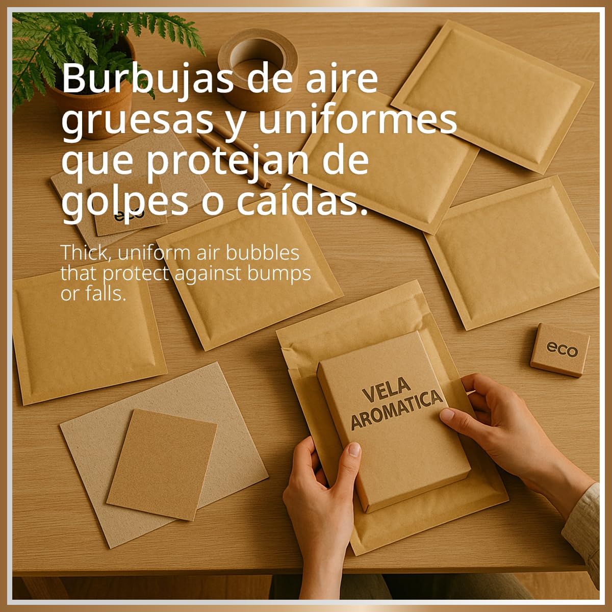 Detalle de OFITURIA EasyPack S vadderade kuvert, 3 storlekar i kraftpapper, 12-pack