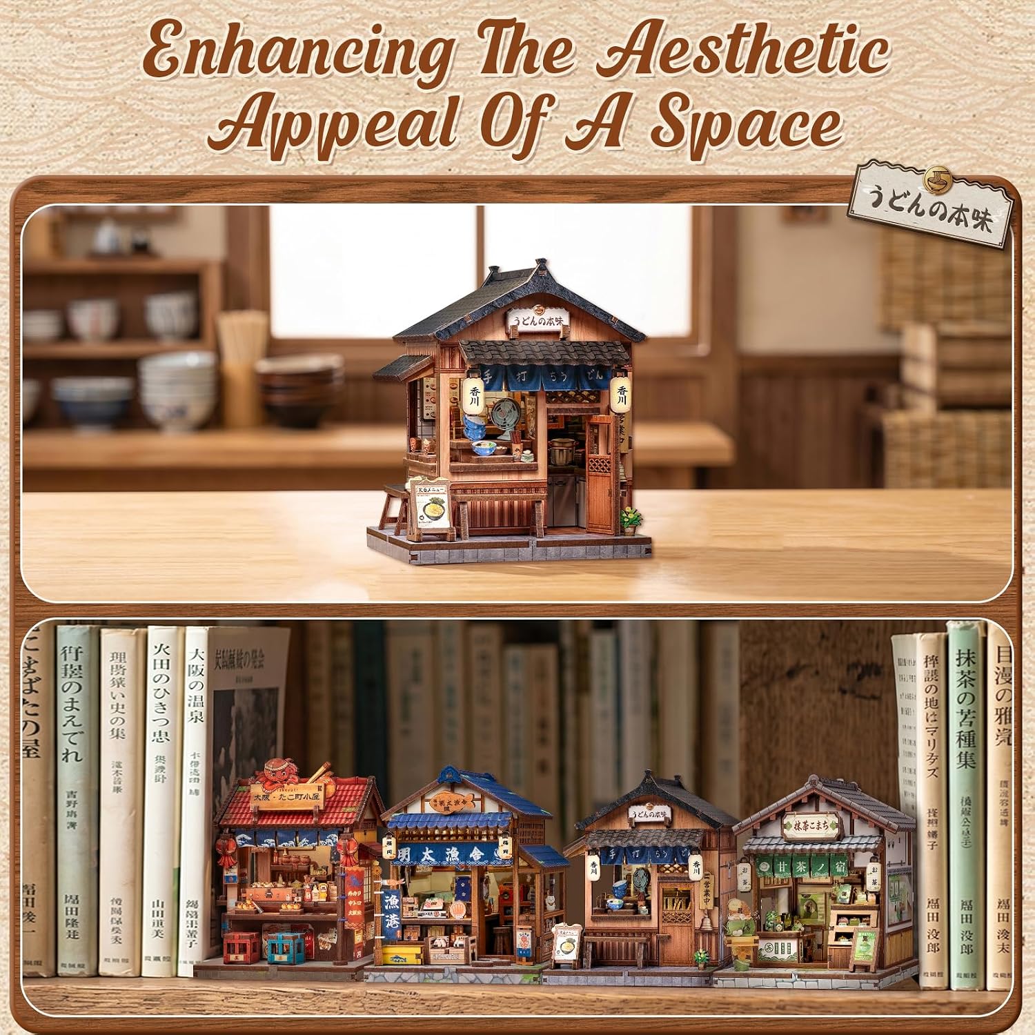 Detalle 2 de Cutefun Book Nook Japan - Puzzle 3D in legno Kagawa Udon House