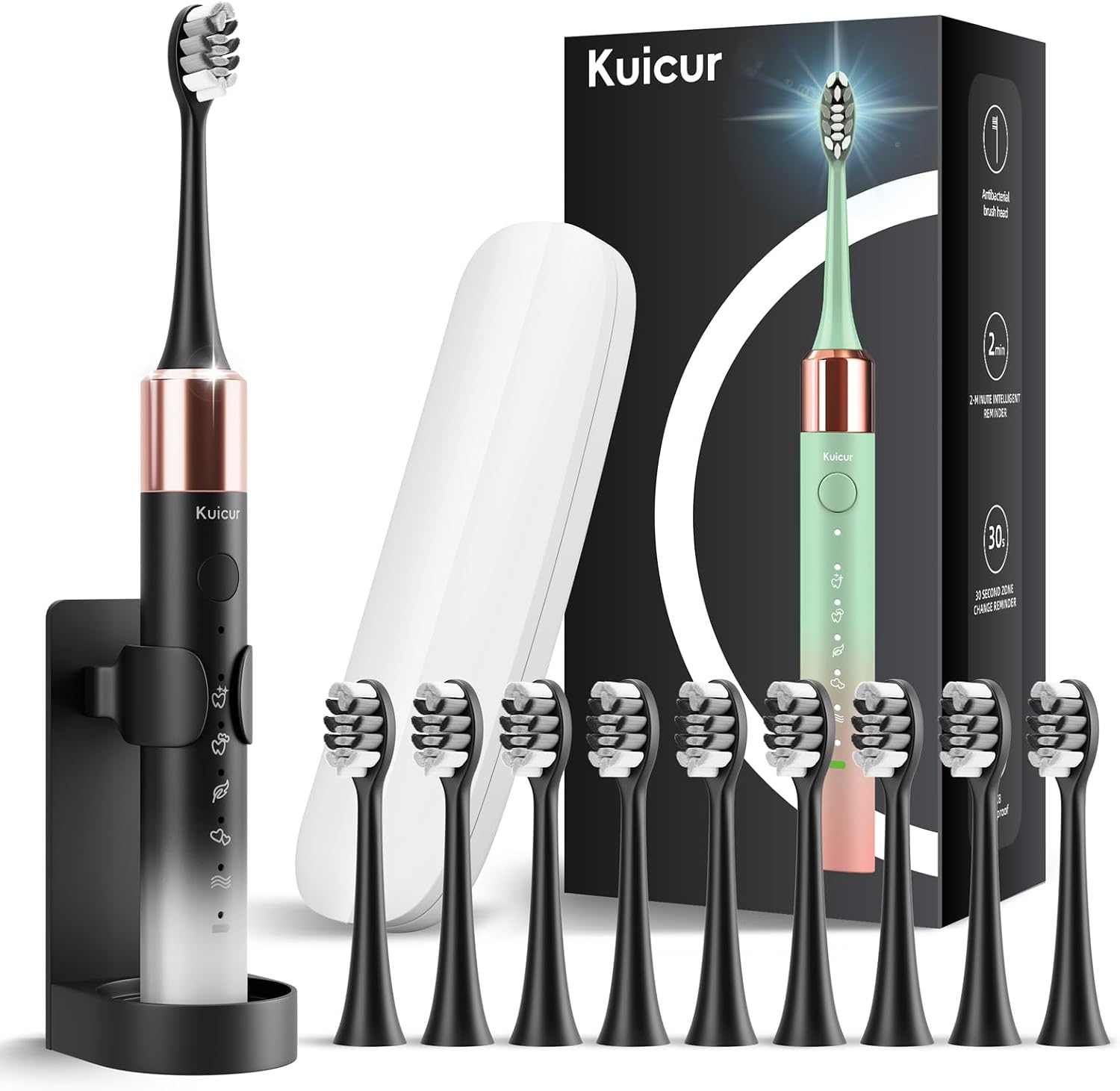 Detalle de Kuicur Electric Toothbrush with 10 Brush Heads