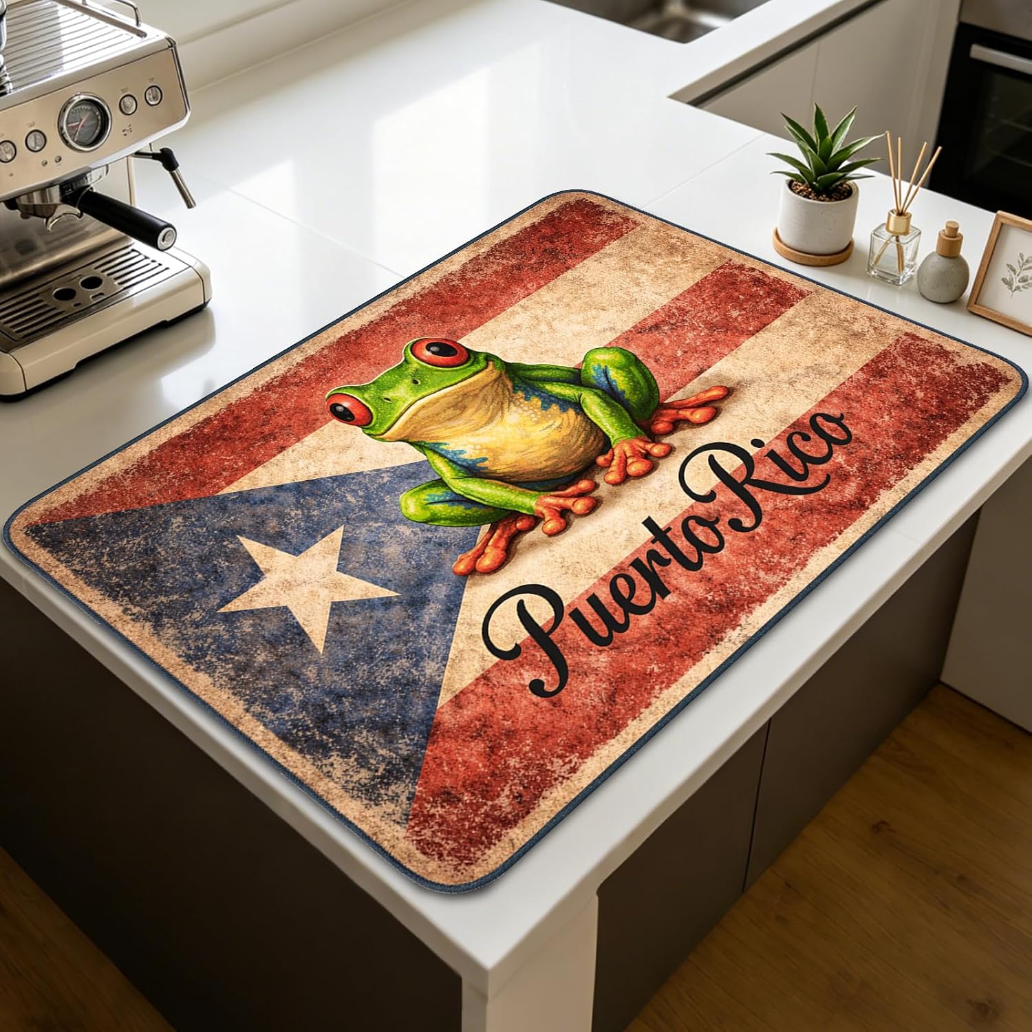 Detalle de Nuxovilar Coqui Frog Stove Cover, Polyester Composite with Puerto Rican Flag Design