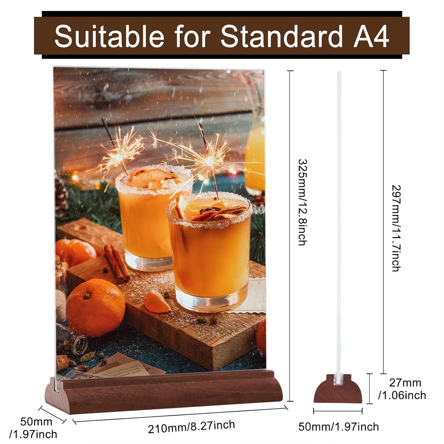 Thumbnail 1 de Lot de 8 présentoirs menu A4 Srvnpioy en acrylique et bois pour tables