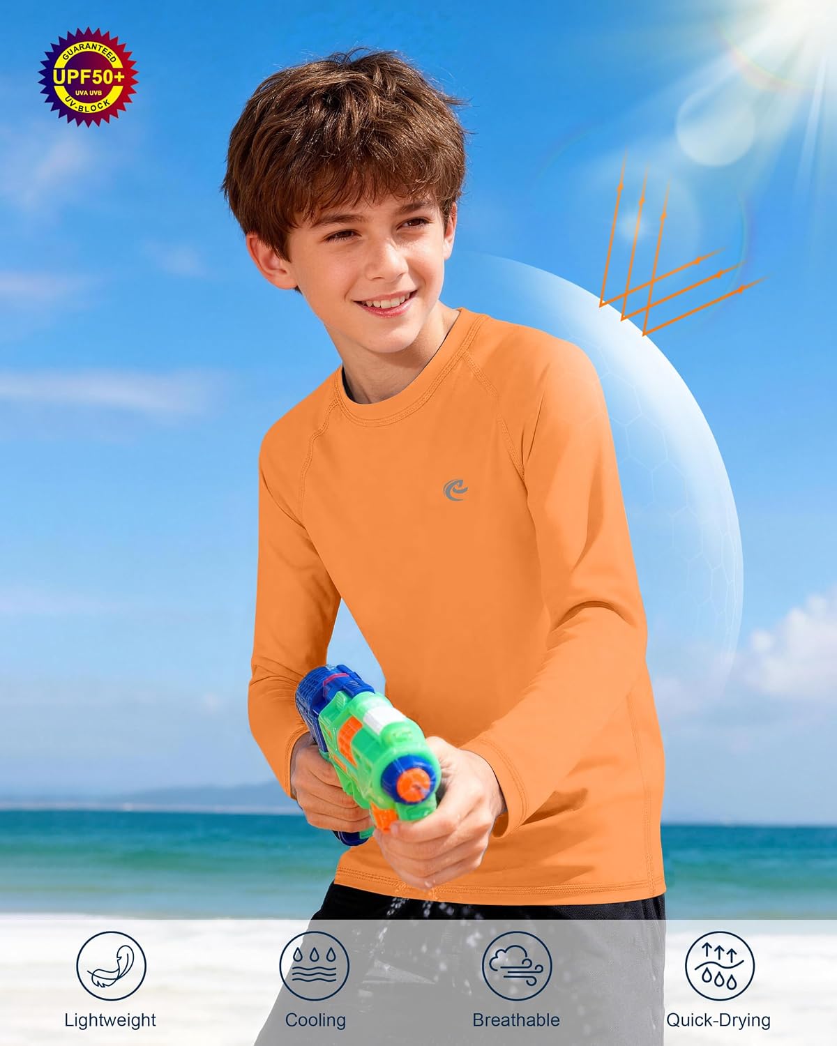 Detalle 1 de Boys UPF 50+ Long Sleeve Swim Shirt (UPF 50+) by Boys UPF 50+