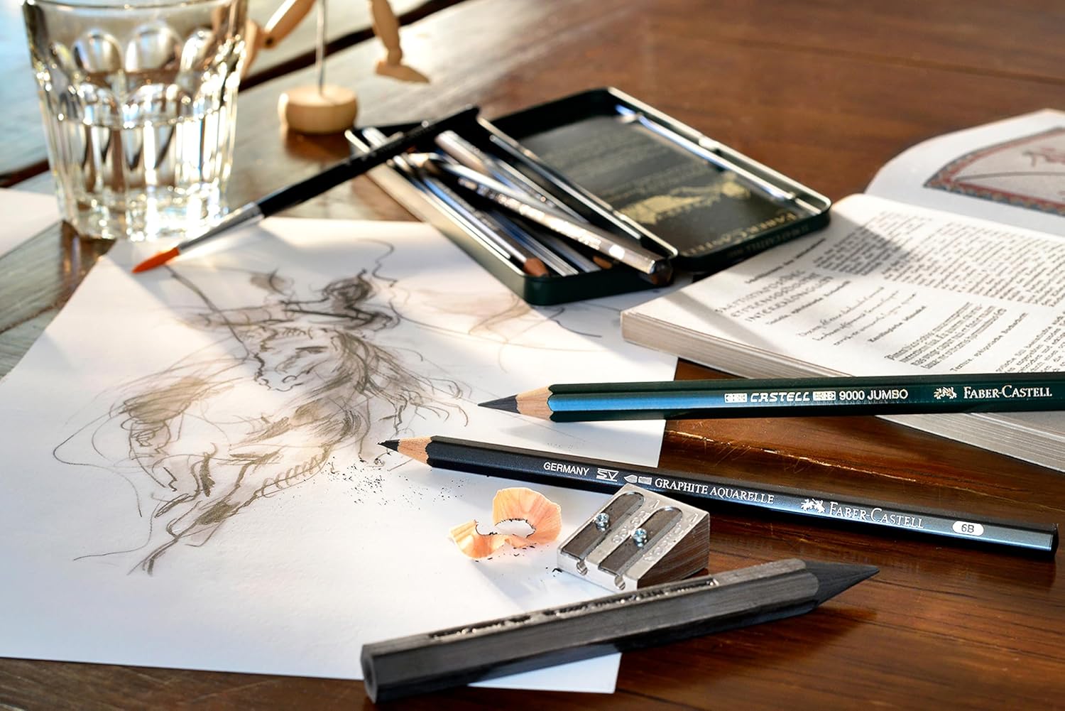 Detalle de FABER-CASTELL 112974 Pitt Graphite Set: kit professionale per schizzi e pigmenti grafite, 26 pezzi