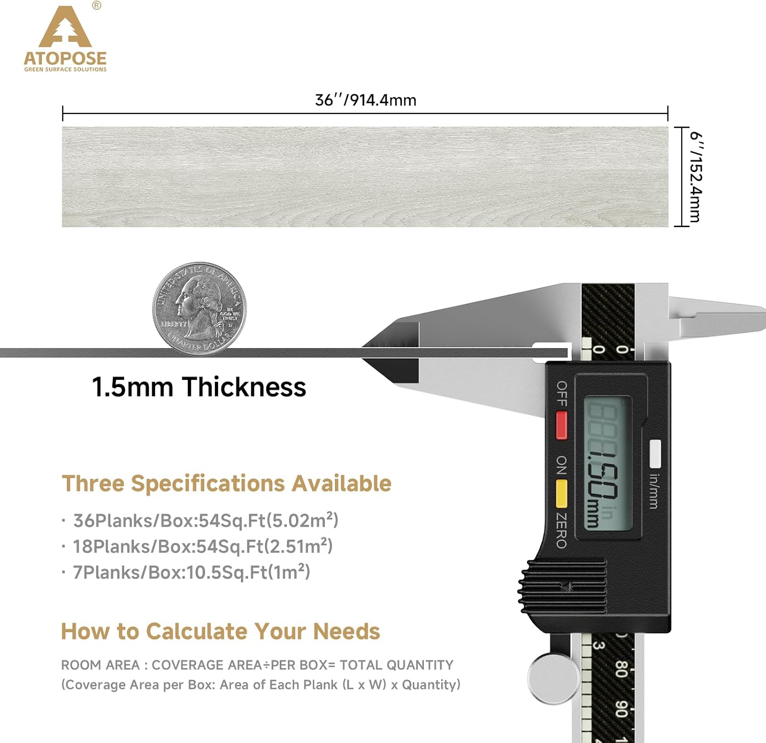 Thumbnail 3 de ATOPOSE White Wash Maple Self-Adhesive Vinyl Floor Planks (36 Pack) – 5.02m² Coverage