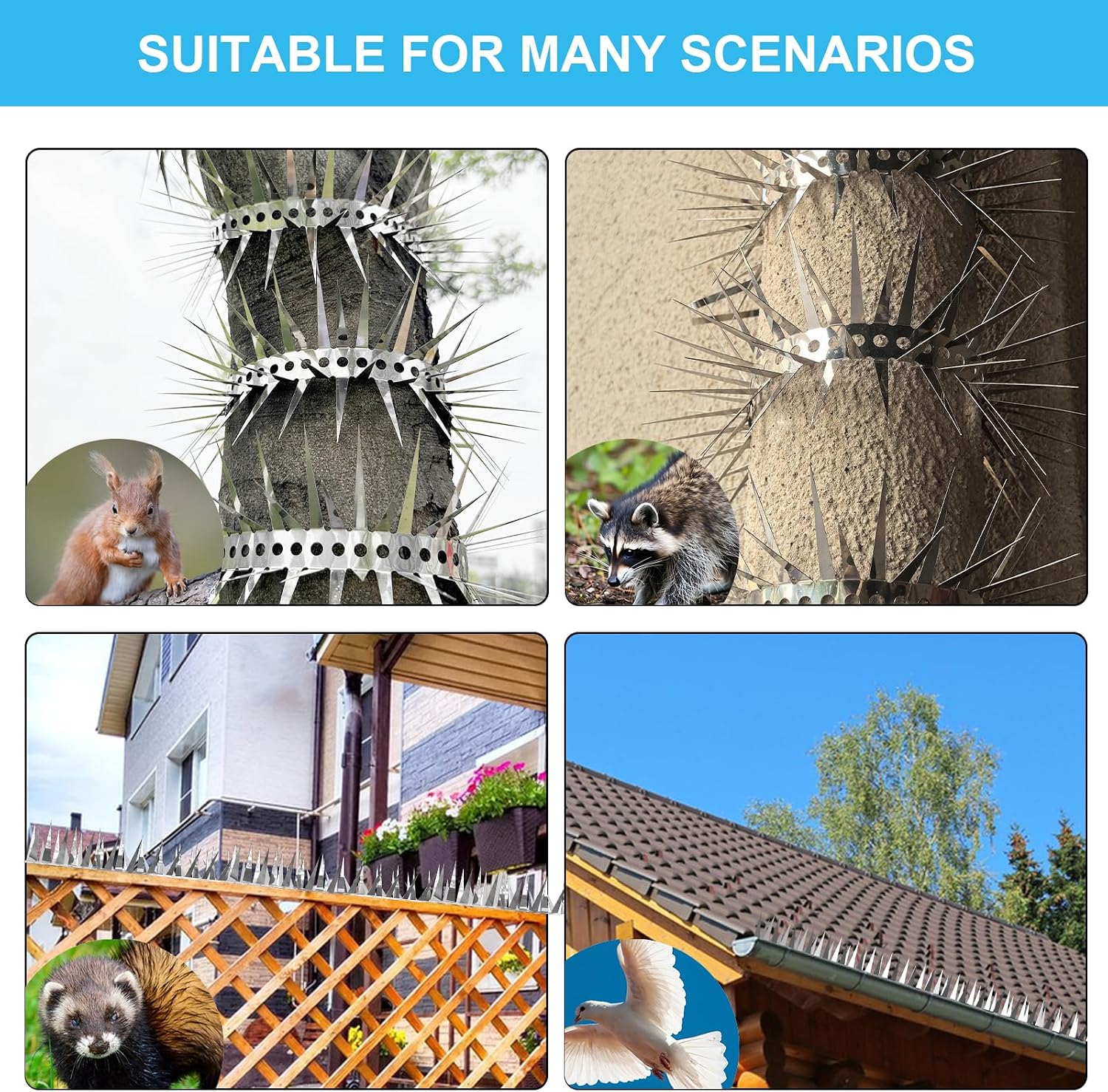 Thumbnail 6 de Anti-Pigeon/Bird/Cat Deterrent Spikes (Interwoven Thorns) – Cuttable 1m stainless steel