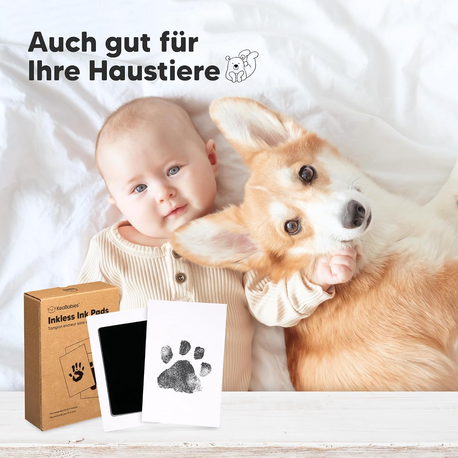 Thumbnail 4 de Handabdruck- und Fußabdruck-Set für Babys – 4-teiliges, tönerloses Stempelkissen, 8x13 cm