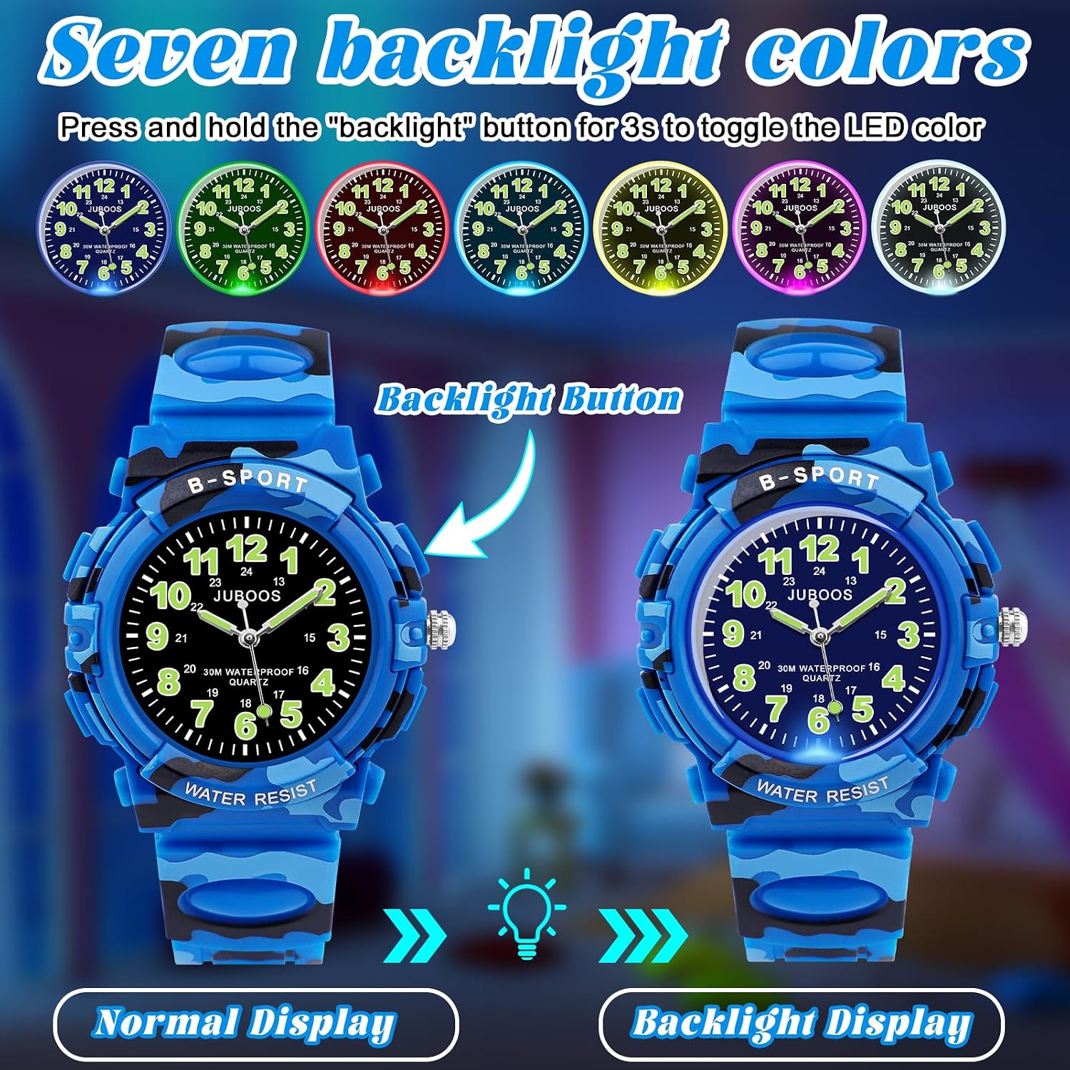 Thumbnail 1 de Juboos 7‑Farben Kinderuhr 20,5 cm