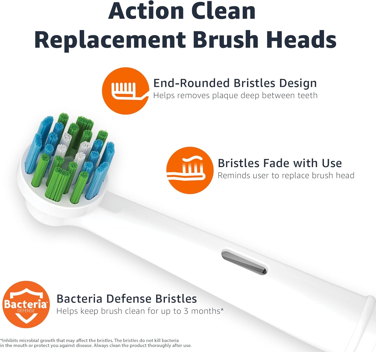 Detalle de Amazon Basics Electric Toothbrush Replacement Heads (Compatible with Most Oral-B), White, 3 Count