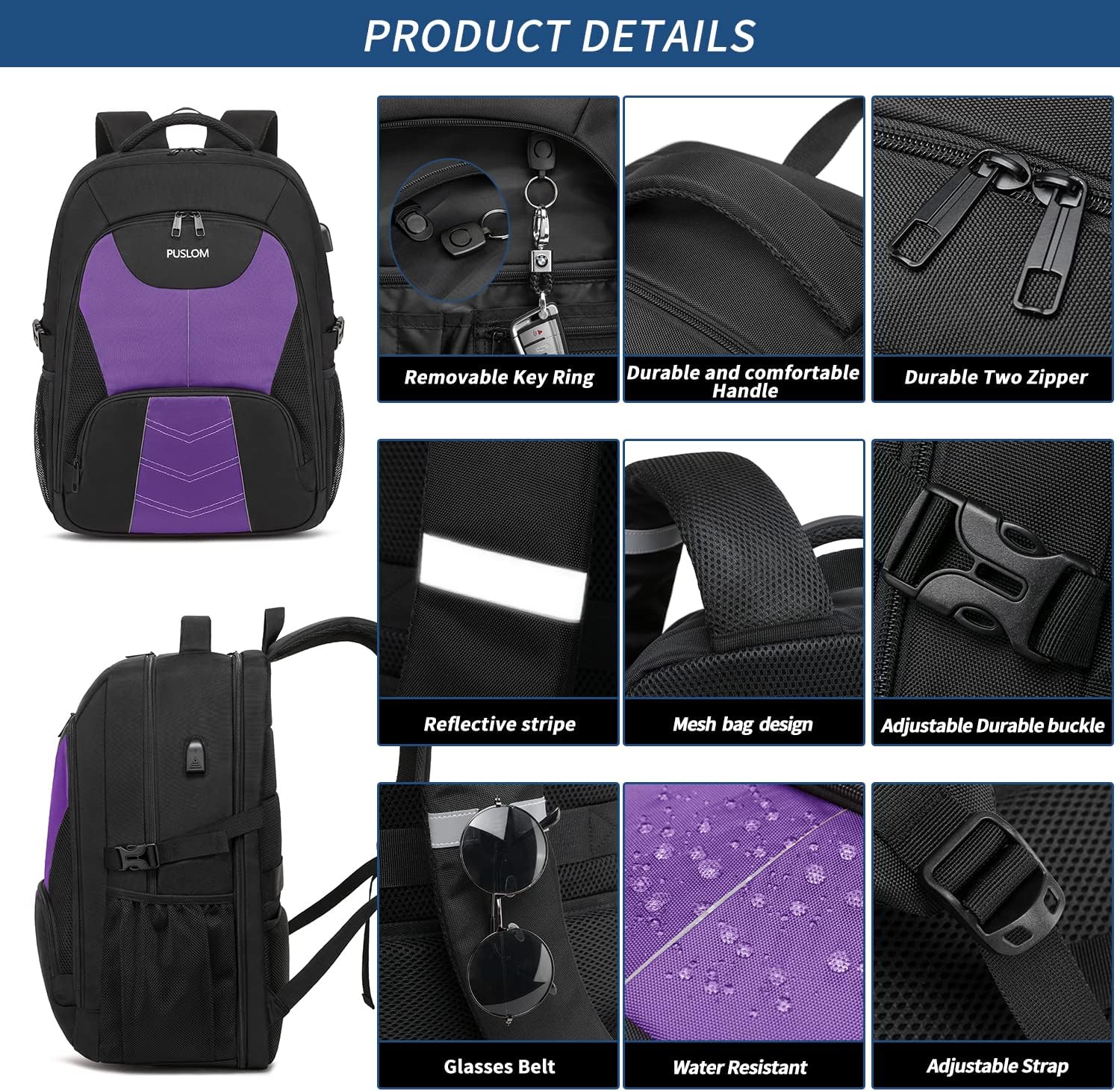 Detalle 2 de Sac à dos homme 55 L avec ordinateur 18,4 pouces