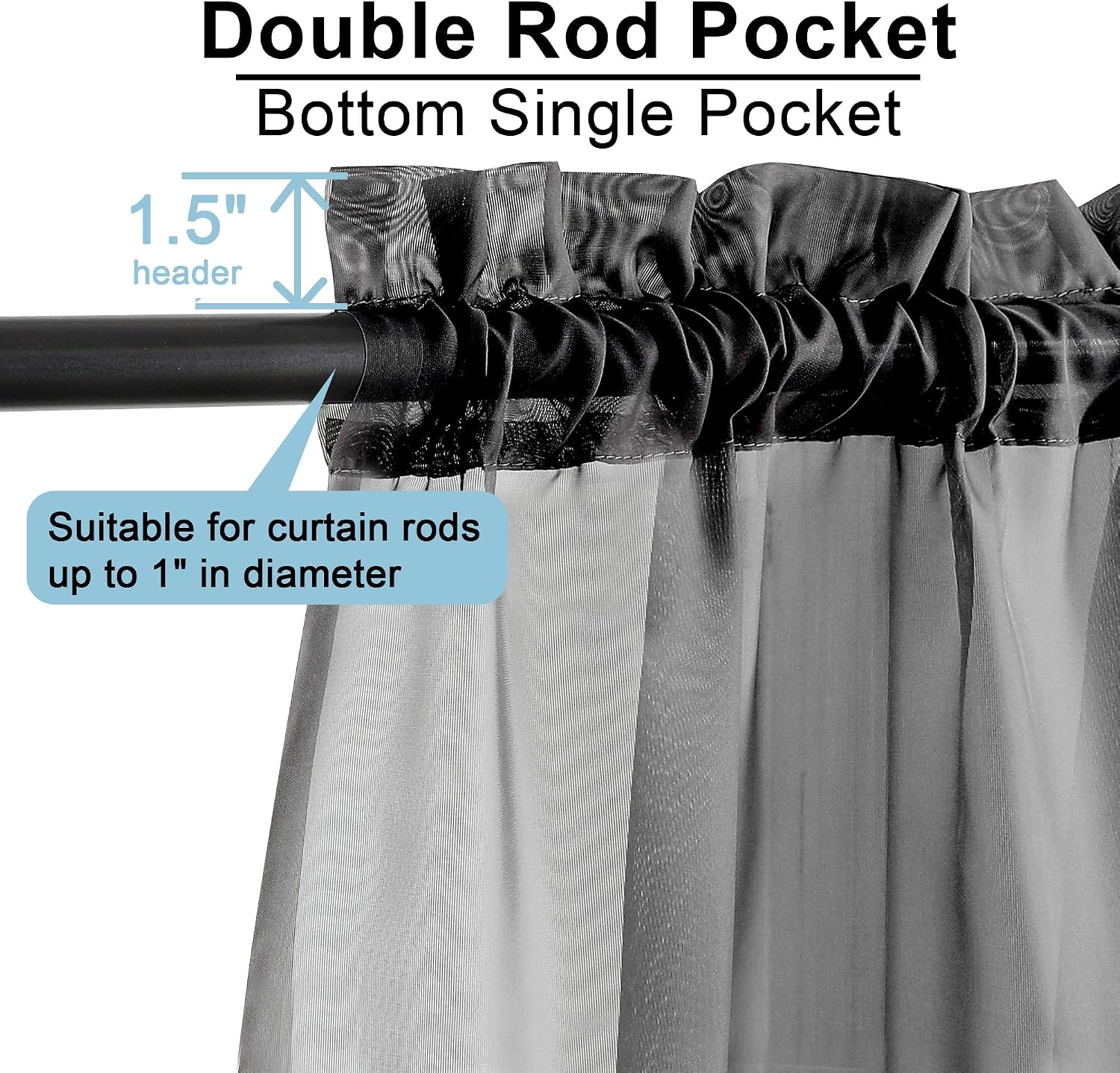 Detalle 2 de OWENIE Sheer Curtains, 96-Inch Length