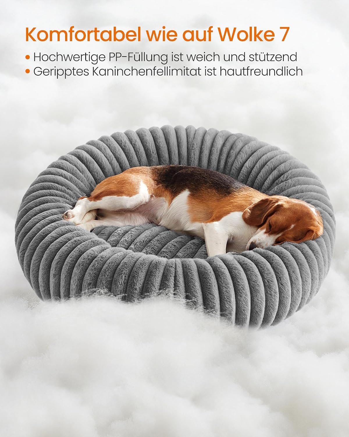 Detalle de Feandrea Hundebett großes Donut-Katzenbett 80 cm Ø