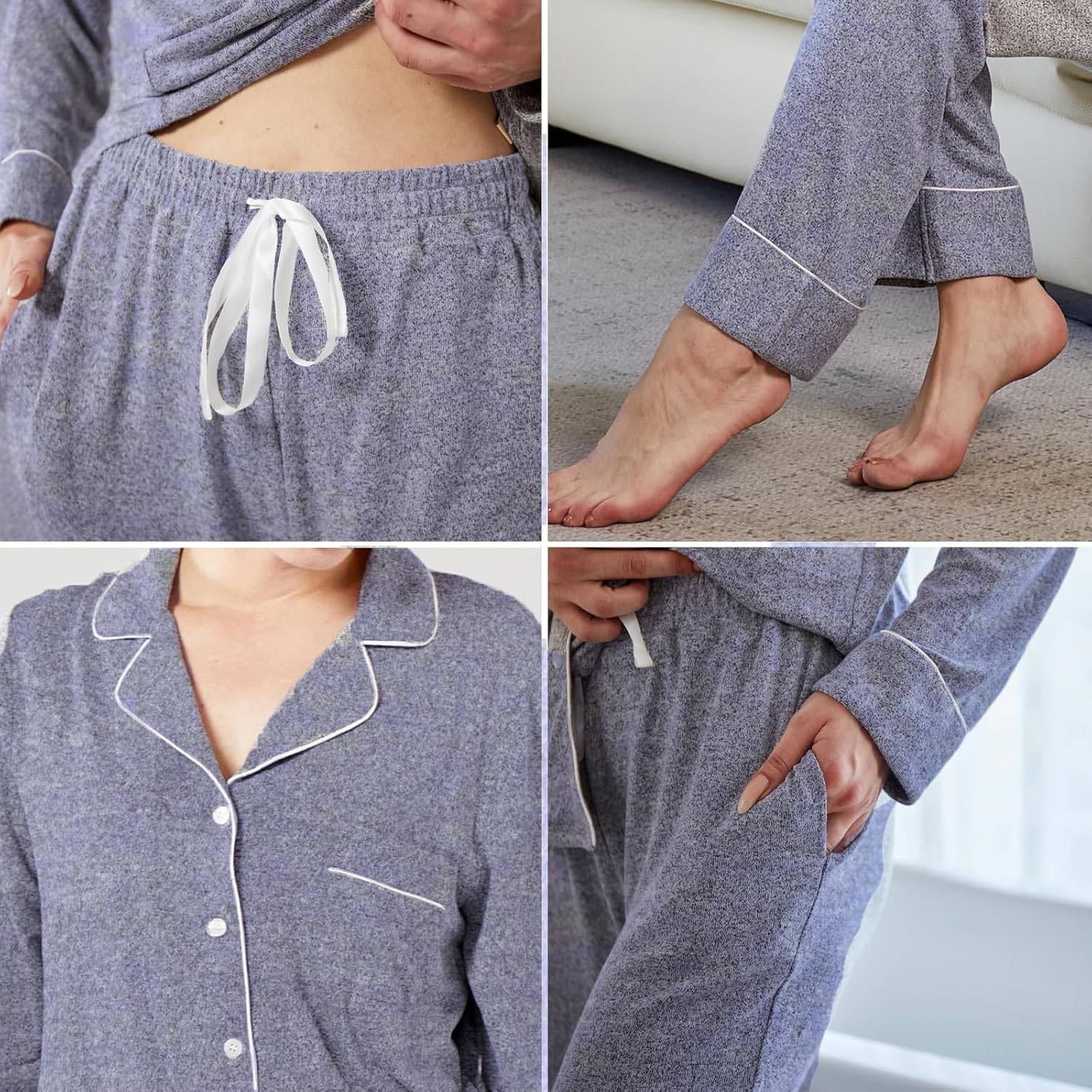 Thumbnail 4 de Dowesrobe Women's Pajama Set Long Sleeve Button Down – Soft Knit Loungewear
