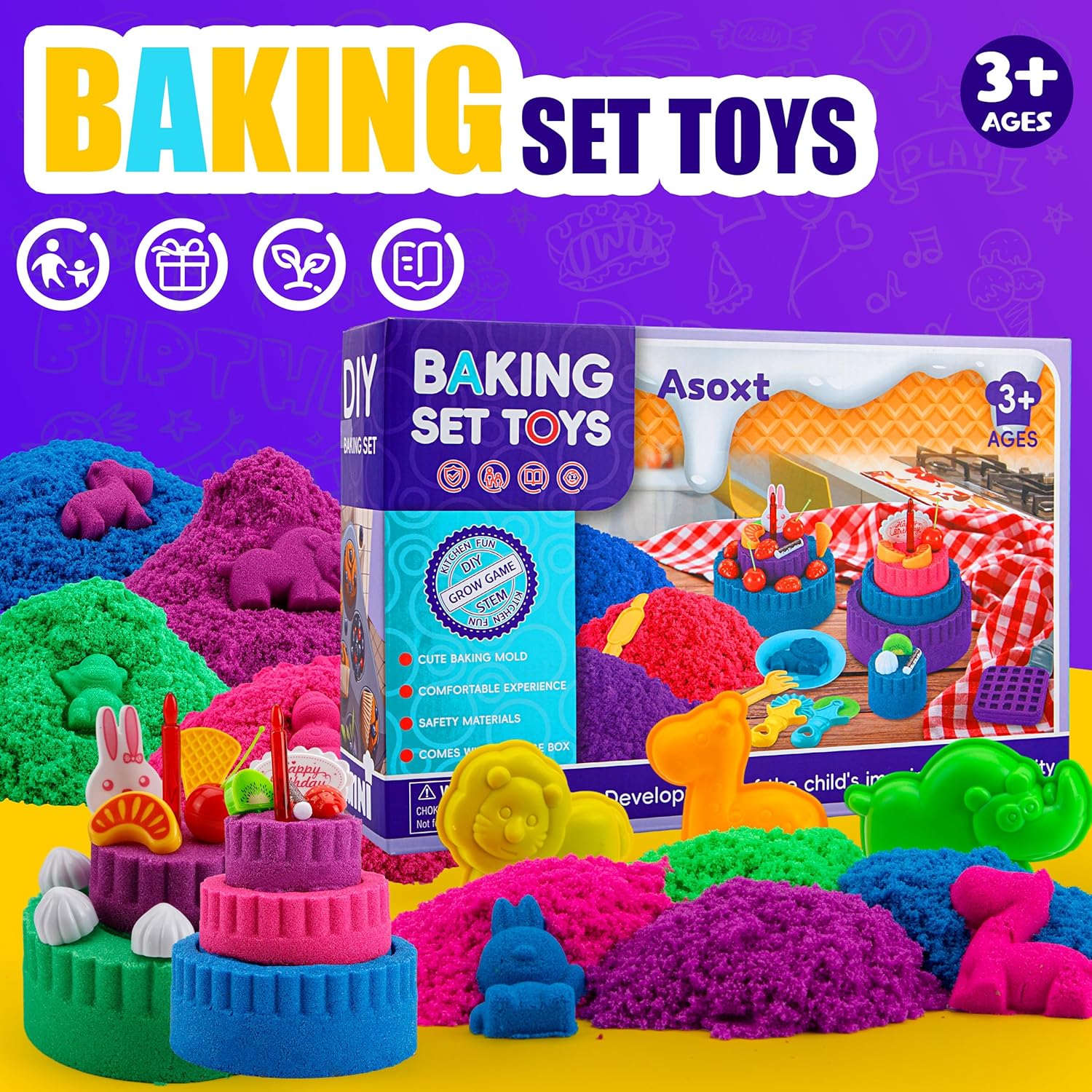 Thumbnail 1 de Asoxt Sensory Bin 43-piece sand play kit