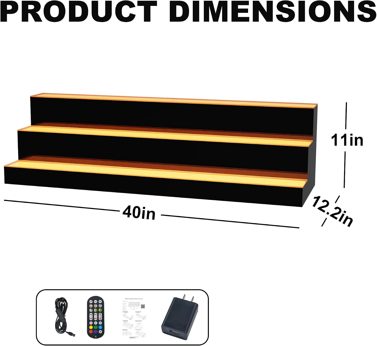 Detalle 2 de MESAILUP 40-Inch 3-Tier LED Liquor Bottle Display Shelf, Acrylic