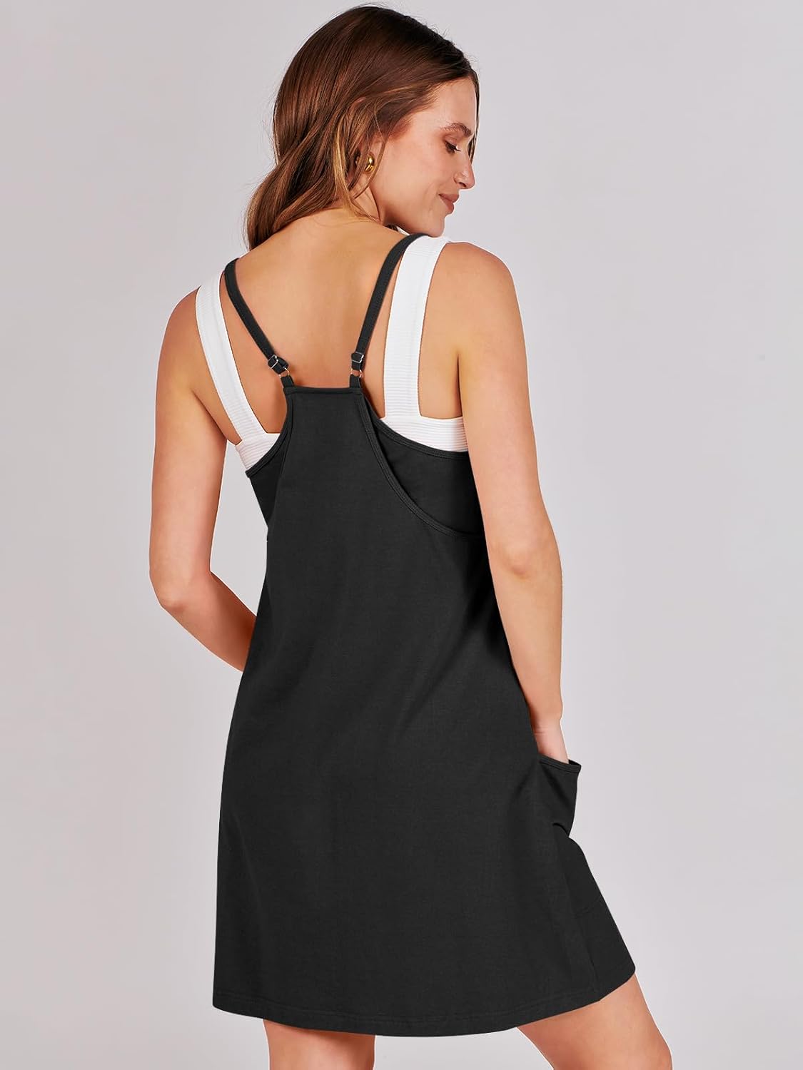 Thumbnail 4 de ANRABESS Women Athletic Dress Mini Romper with Built-in Shorts (Summer Tennis/Workout)