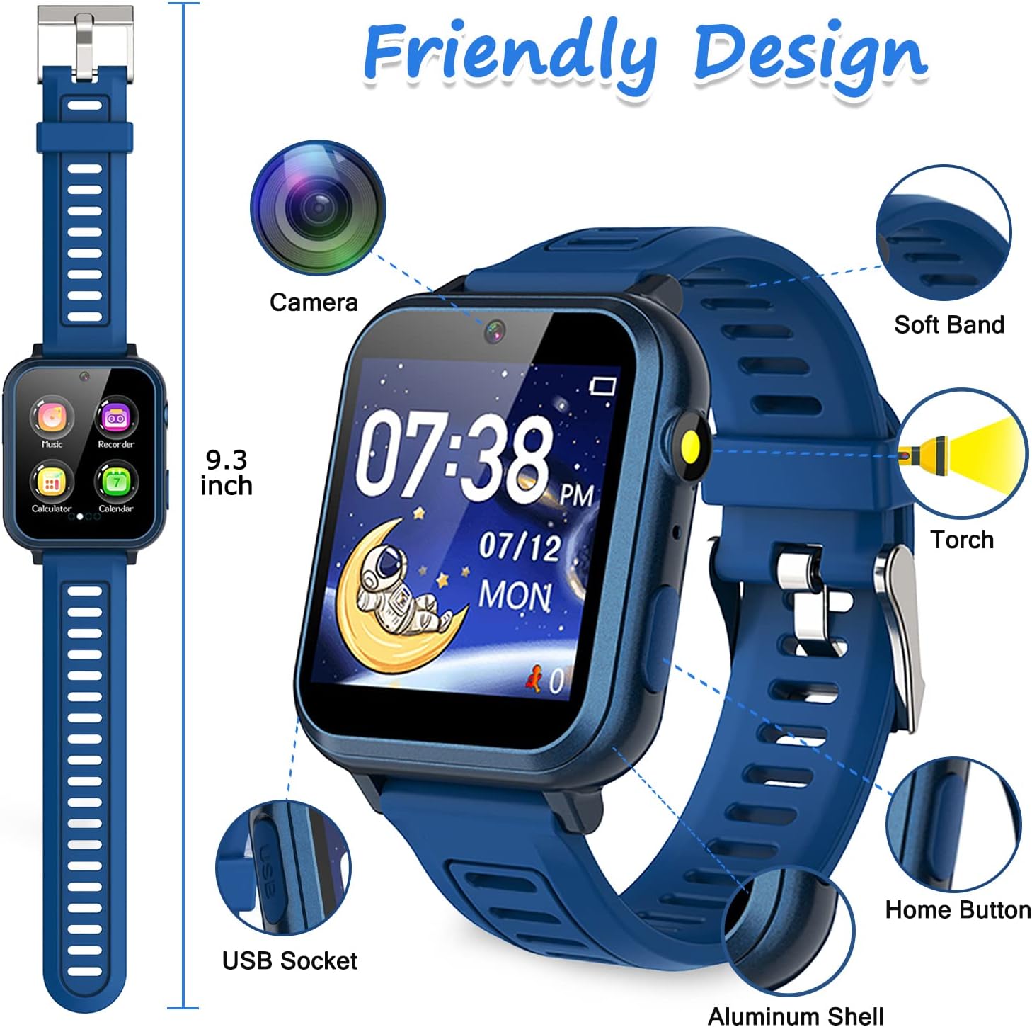 Detalle de Wiszodet S16 Kids Smartwatch with 39 Games, HD Touchscreen, Camera & Music