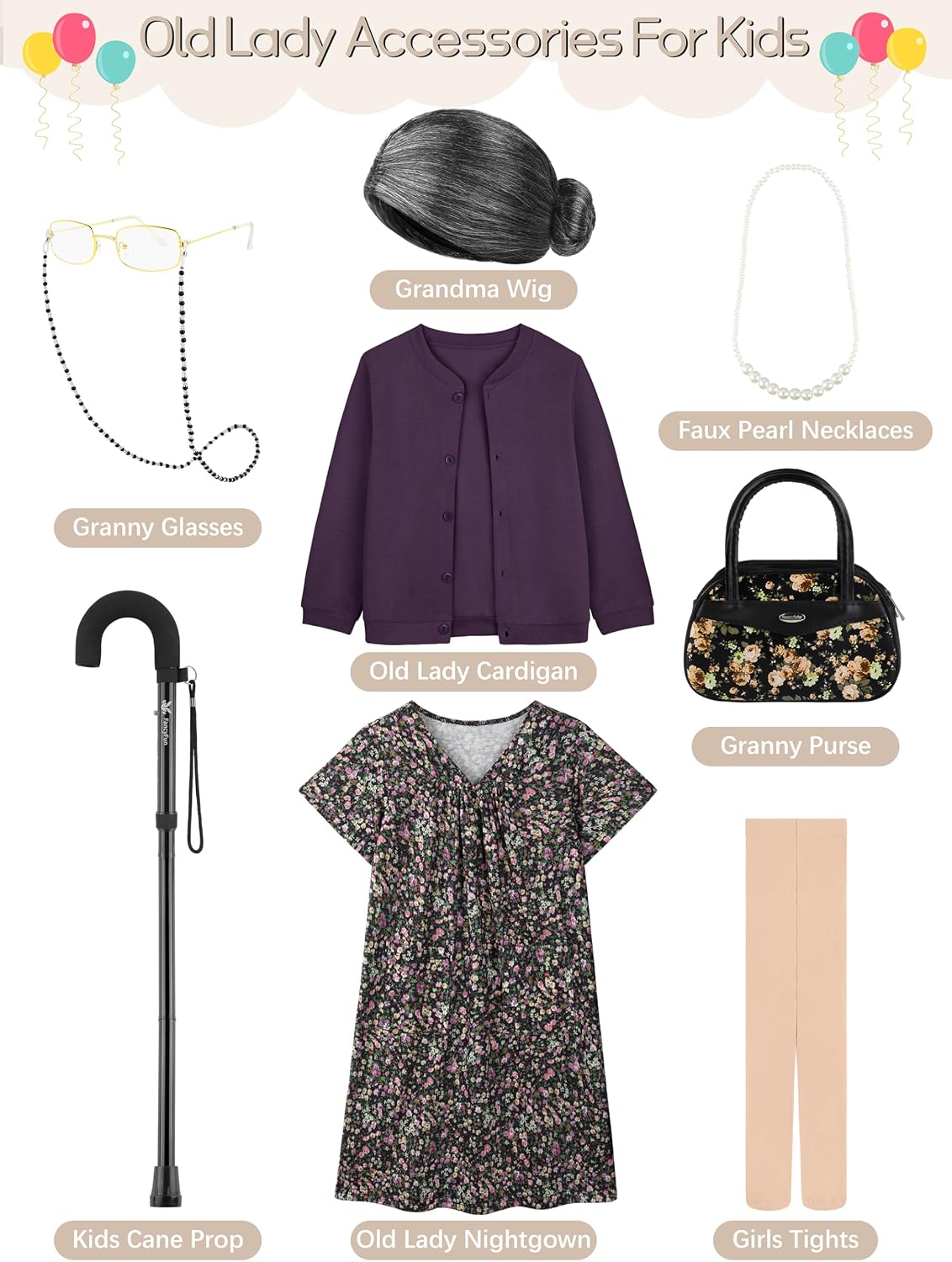 Thumbnail 3 de FancyFun 8-piece Old Lady Costume 🎭