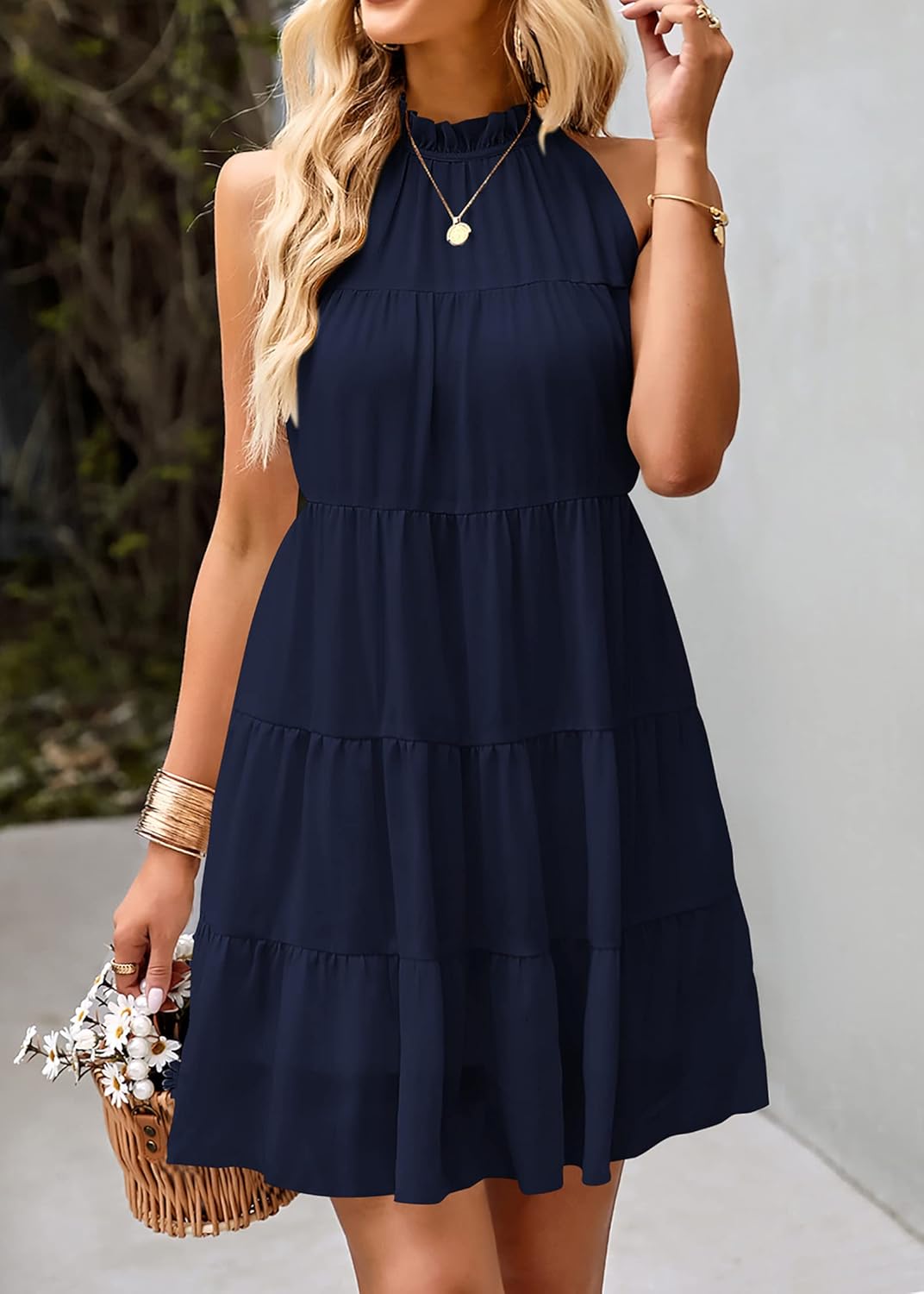Detalle 2 de KIRUNDO Summer Sundresses for Women: Halter Babydoll Dress