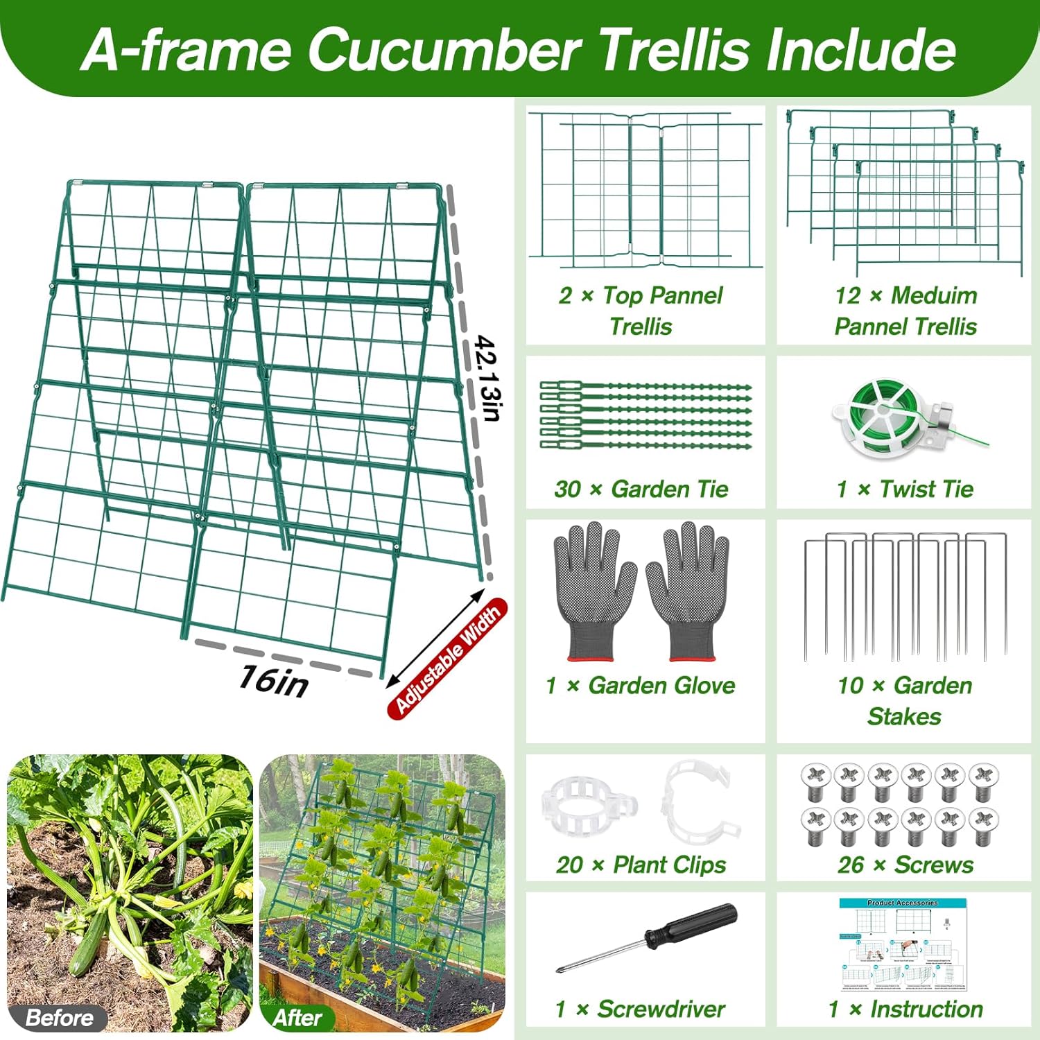 Thumbnail 3 de Cucumber Trellis for Raised Bed A Frame – Foldable Metal Garden Trellis for Climbing Plants