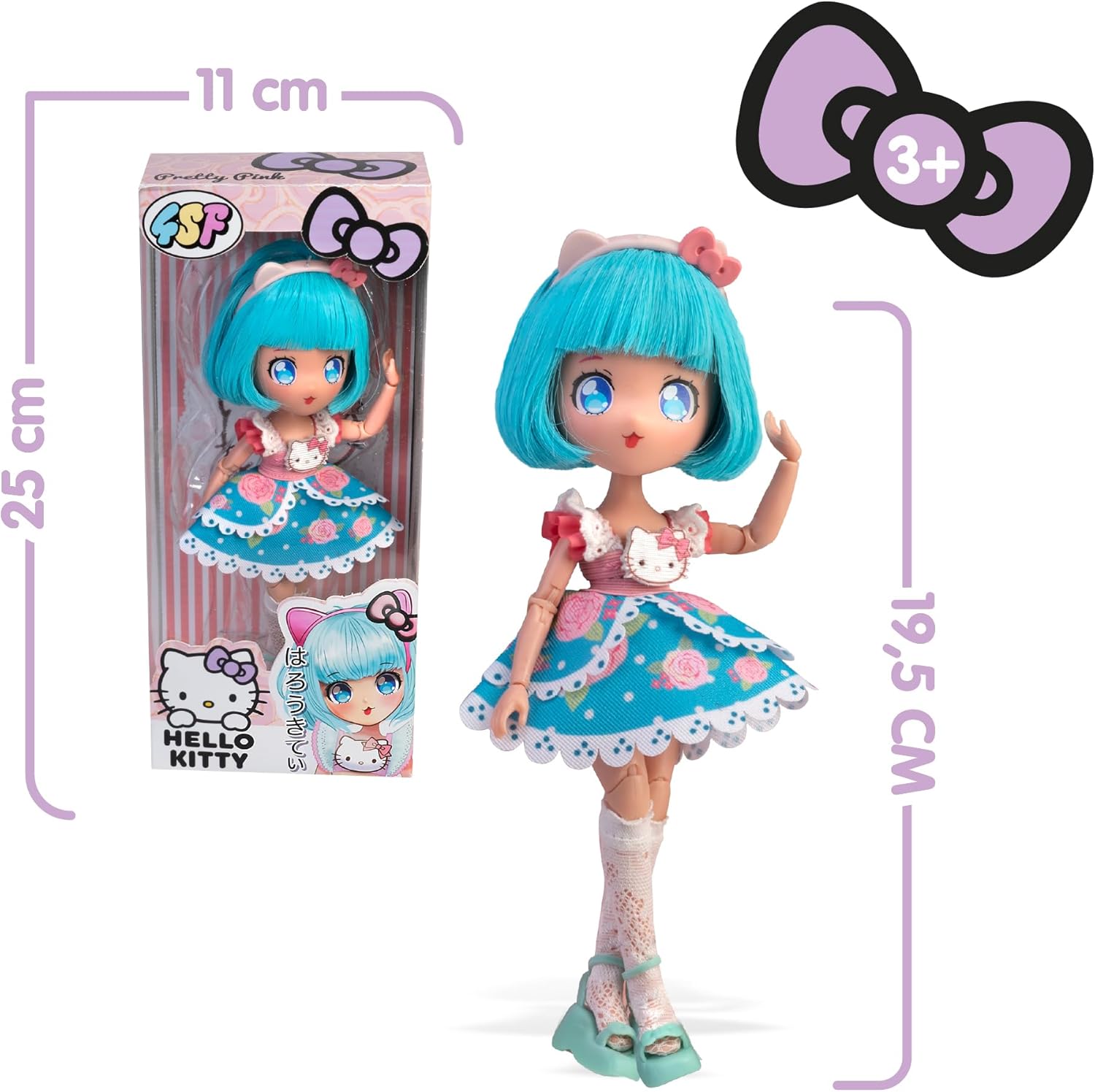 Thumbnail 1 de Hello Kitty Manga Doll Pretty Pink by 4SF (HKTF0300) – 19.5 cm with 15 Articulation Points