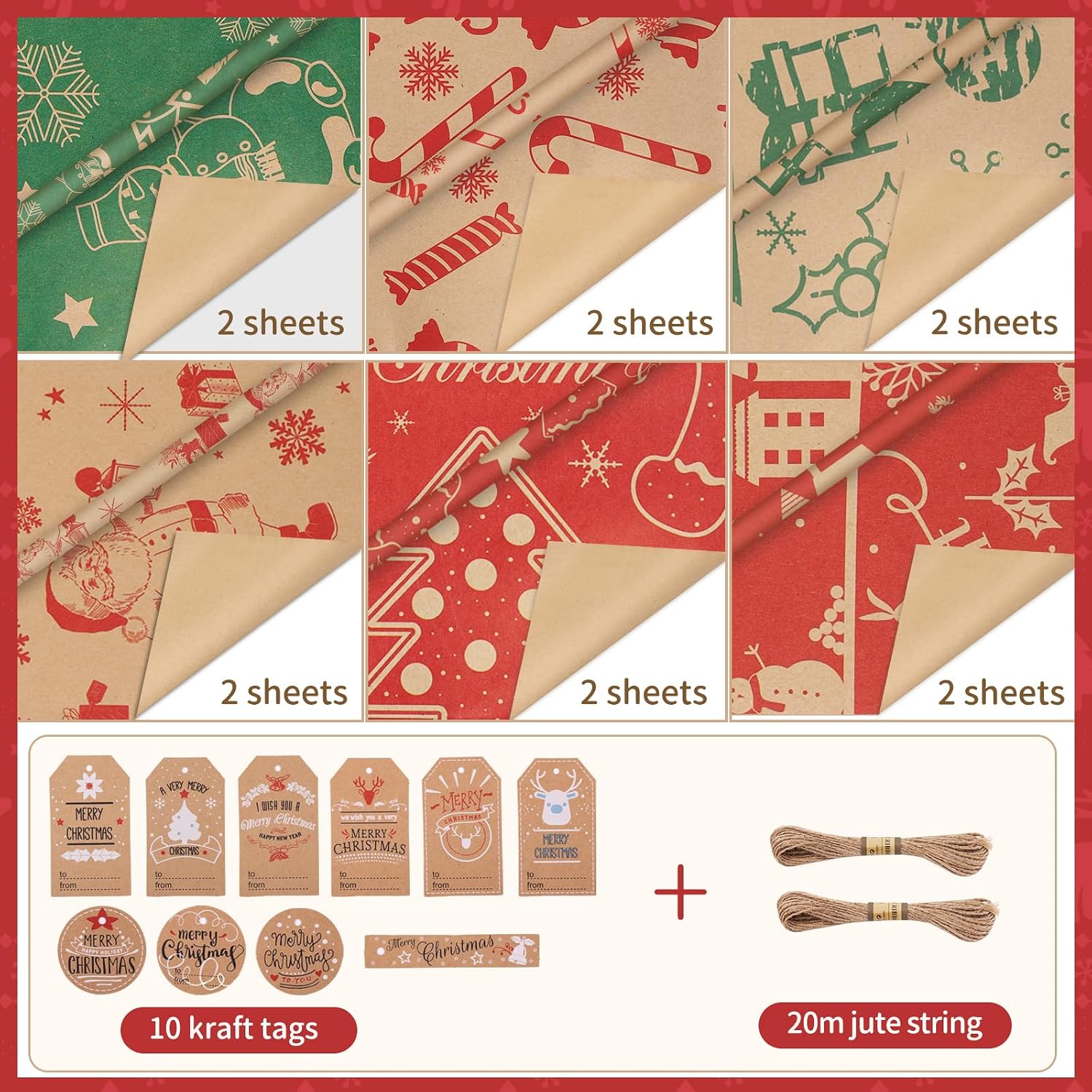 Detalle 2 de Christmas Wrapping Paper 70x50cm 12 sheets