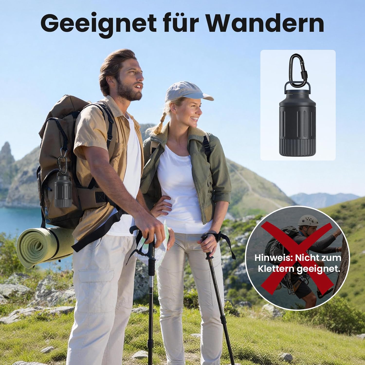 Detalle de Karabinerhaken klein 15 Stück – farbige Schraubkarabiner aus Aluminium, 75x35 mm