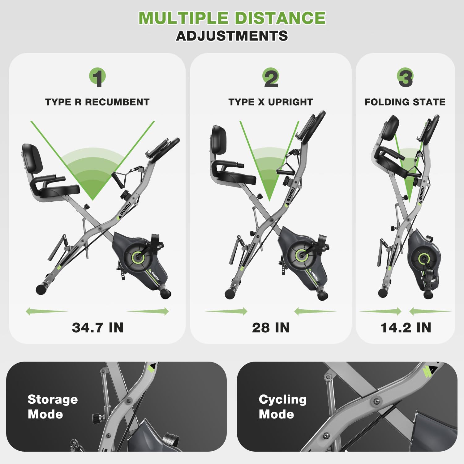 Thumbnail 6 de Goimu G0605 5-in-1 Foldable Exercise Bike, 16-Level Magnetic Resistance