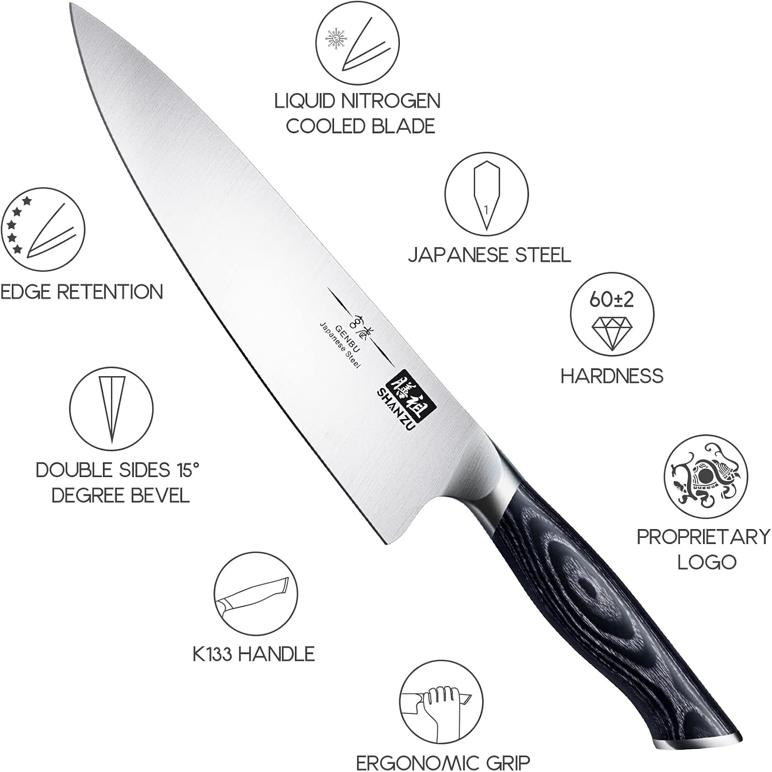Detalle de SHAN ZU Japanese Chef Knife, 8-inch