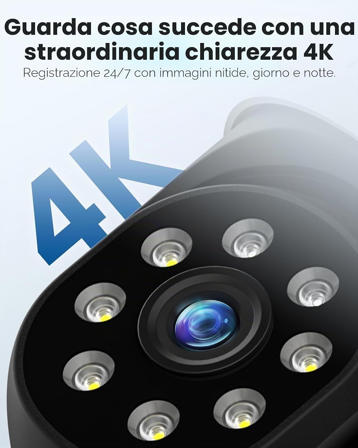 Thumbnail 1 de Hiseeu Telecamera di Sorveglianza Esterna 8MP 4K PTZ WiFi con Visione Notturna a Colori e Rilevamento Umani