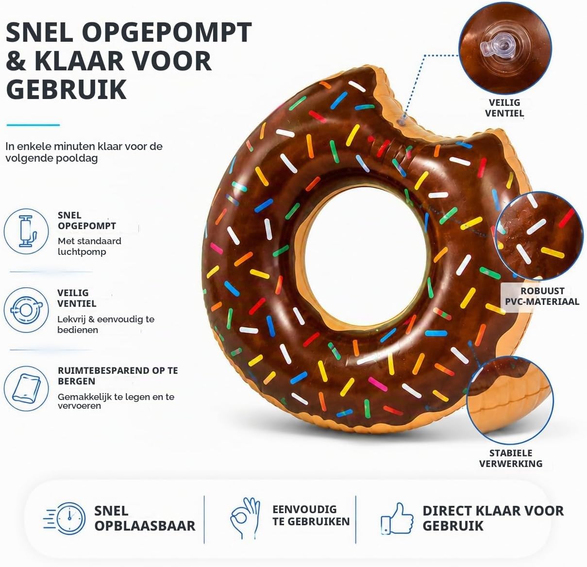 Detalle de TK Gruppe Timo Klingler opblaasbare donut-zwemring met bekerhouder