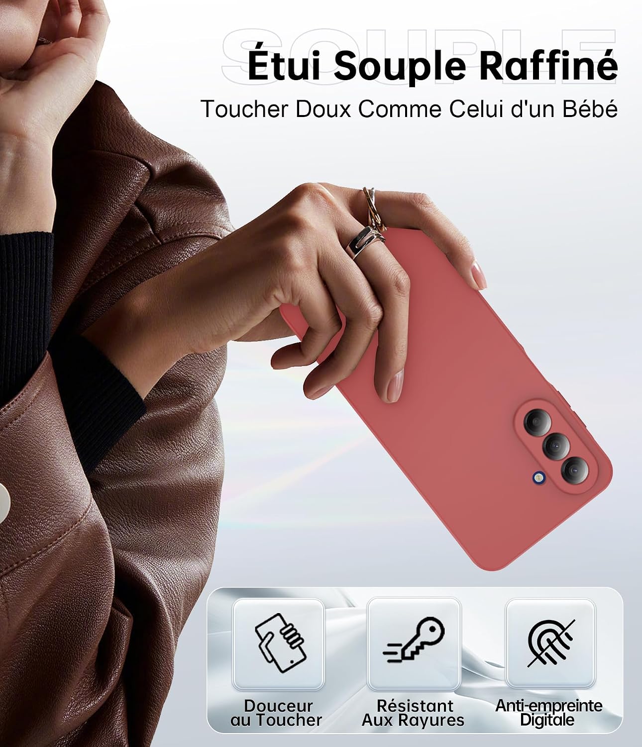 Detalle de Coque LeYi pour Galaxy A17 5G, anneau en silicone