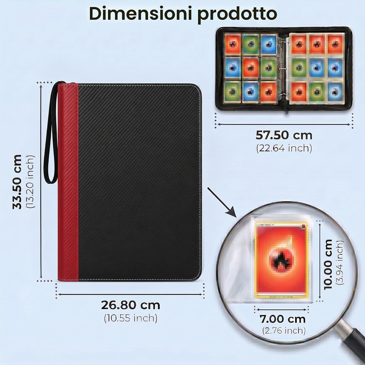 Detalle de KORVORIA Album Porta Carte 900 Tasche: grande capacità, protezione e stile in rosso