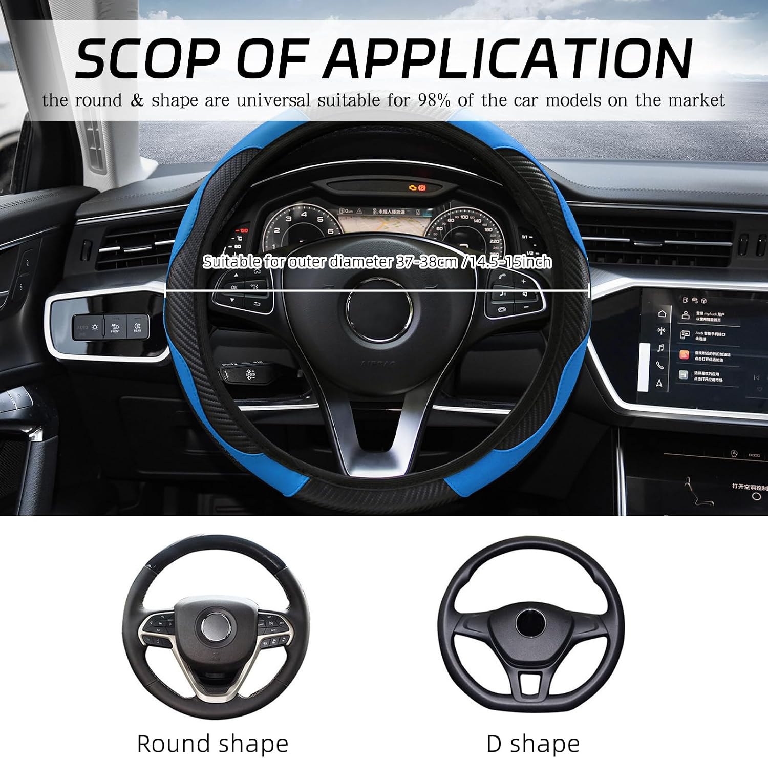 Detalle de VidFair Steering Wheel Cover Leather 14.5-15in