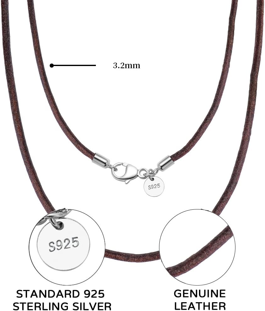 Detalle de Viwind Echtleder Halskette mit 925 Sterling Silber Verschluss (2,5/3 mm), geflochten, Länge 45–60 cm