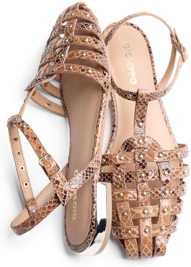Detalle de GIOSEPPO Femme Ottertail Chaussure Baby — Sandales en cuir à imprimé serpent