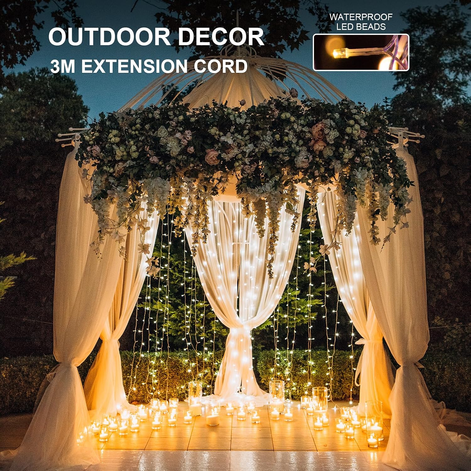 Detalle 2 de LED Lichtervorhang 3 x 2 m mit 200 LEDs