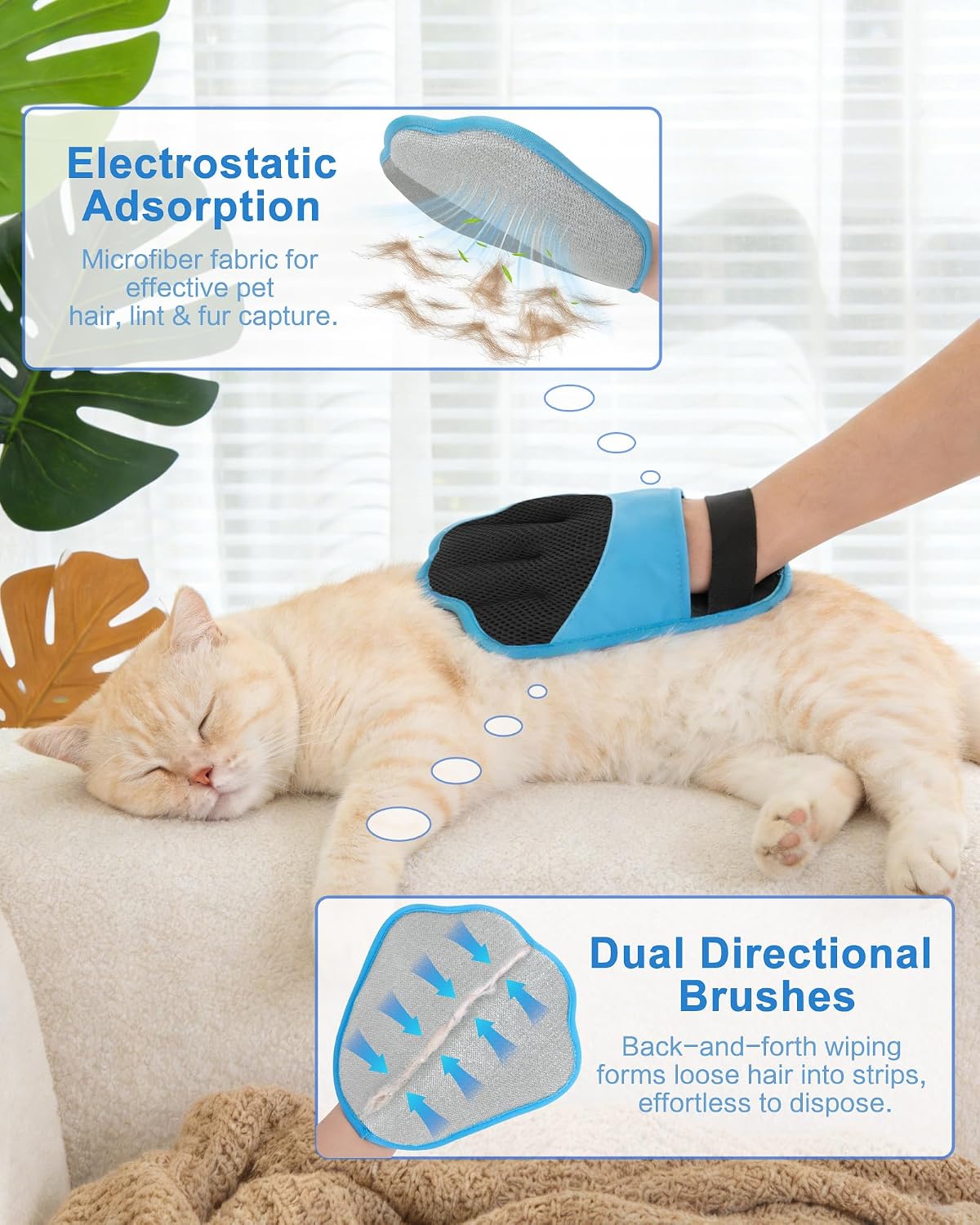 Detalle 2 de Lavendex 2PCS Pet Hair Removal Gloves – Electrostatic Grooming for Dogs and Cats