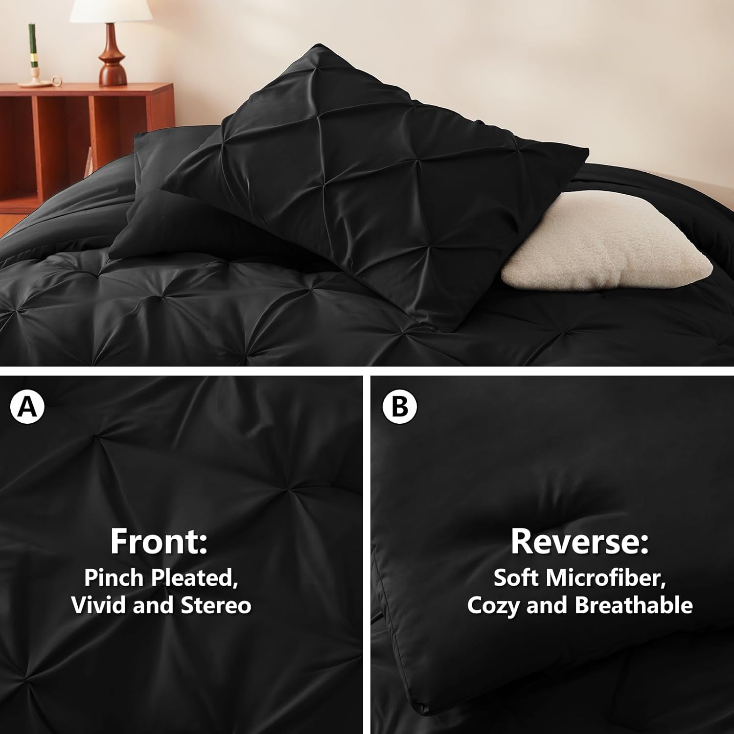 Detalle 2 de CozyLux Queen Comforter 7-Piece Pintuck