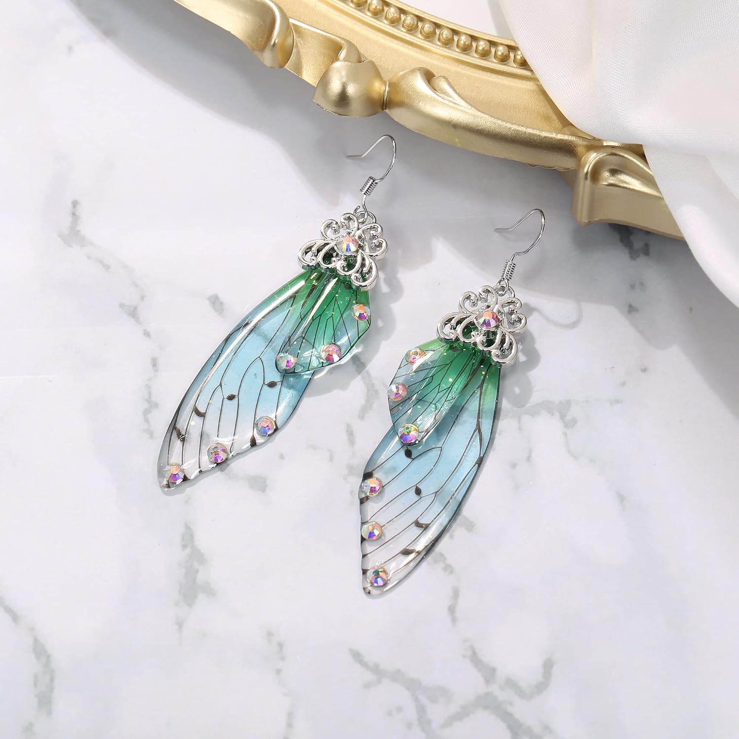 Thumbnail 2 de Clearine Boucles d'oreilles Papillon Ailes Goutte Cristal multicolores