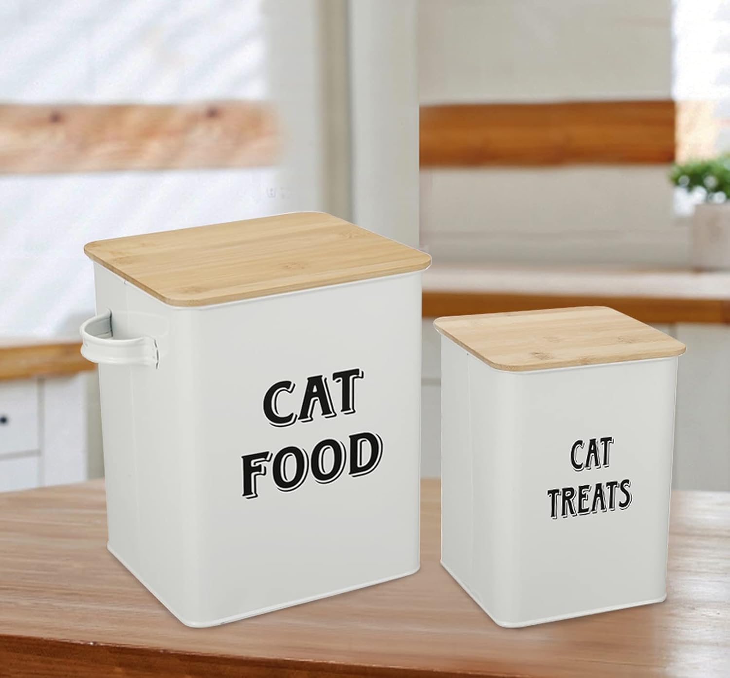 Thumbnail 5 de Pet Food and Treats Containers Set with Scoop (Cats or Dogs) in Beige Powder-Coated Carbon Steel