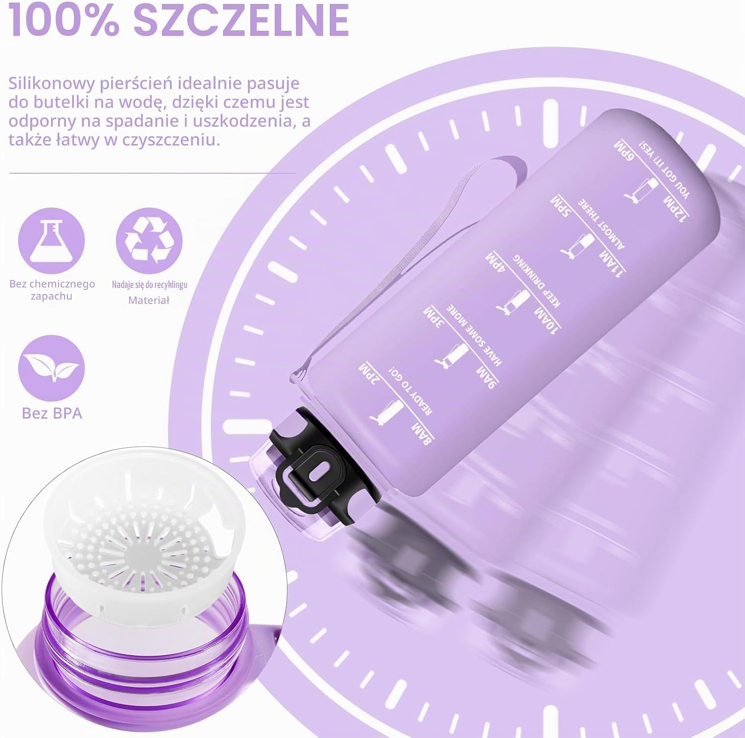 Detalle de Motswedi MO-TY-SYZYG-1500ML-M-Light-Purple-270 – butelka 1500 ml ze skalą czasu