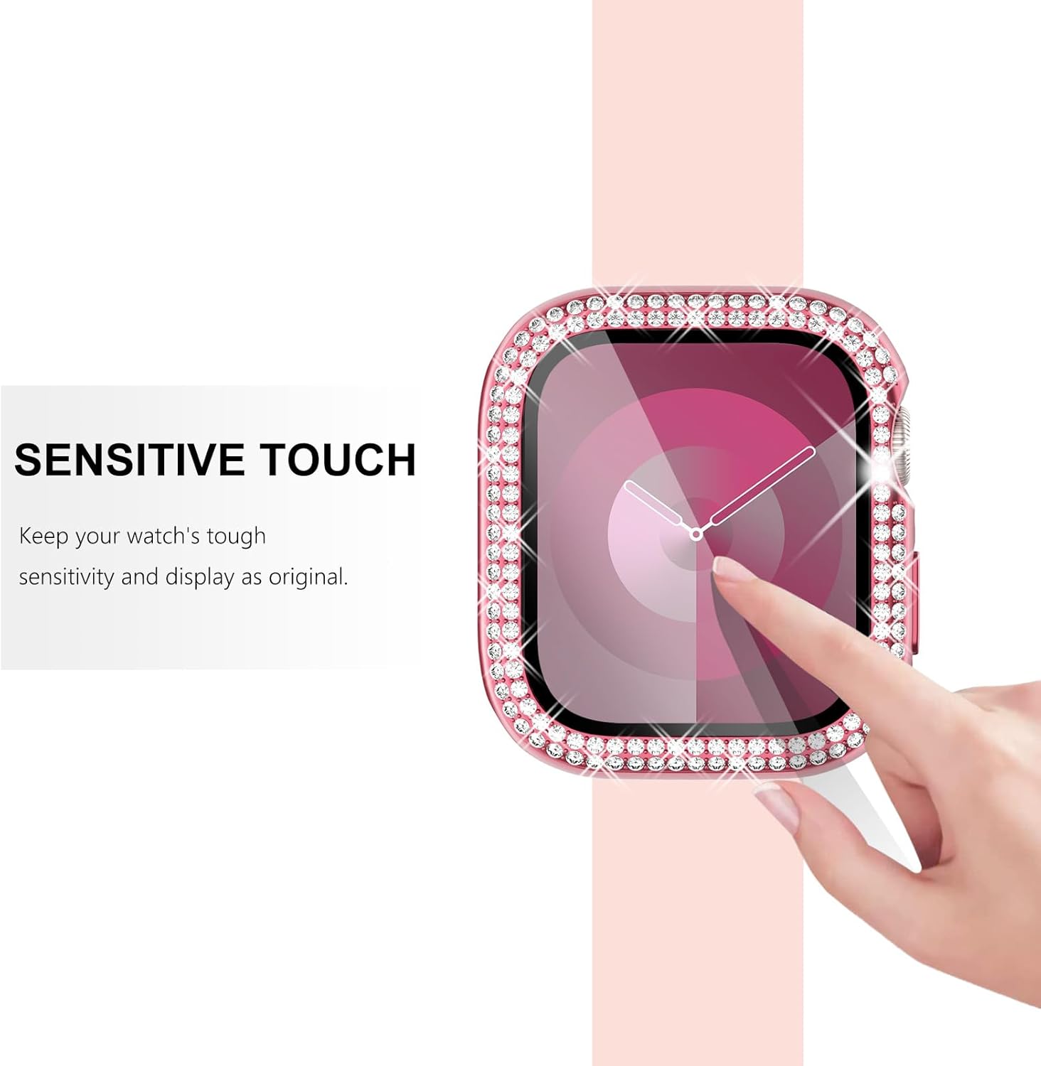 Thumbnail 3 de WINGLE Compatible Apple Watch 41mm (Series 7/8/9) Screen Protector Case with Tempered Glass – Rose Gold/Pink/Clear