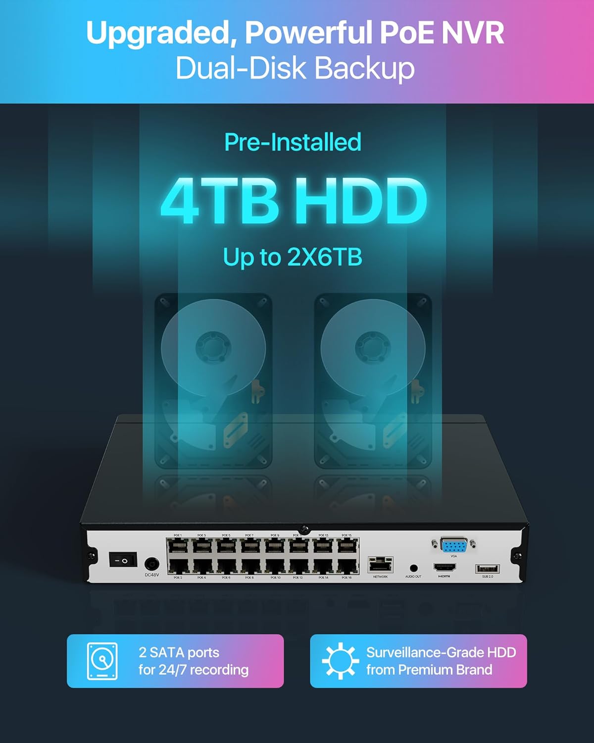 Thumbnail 5 de ZOSI 32CH 4K Kit Caméra Surveillance 4TB