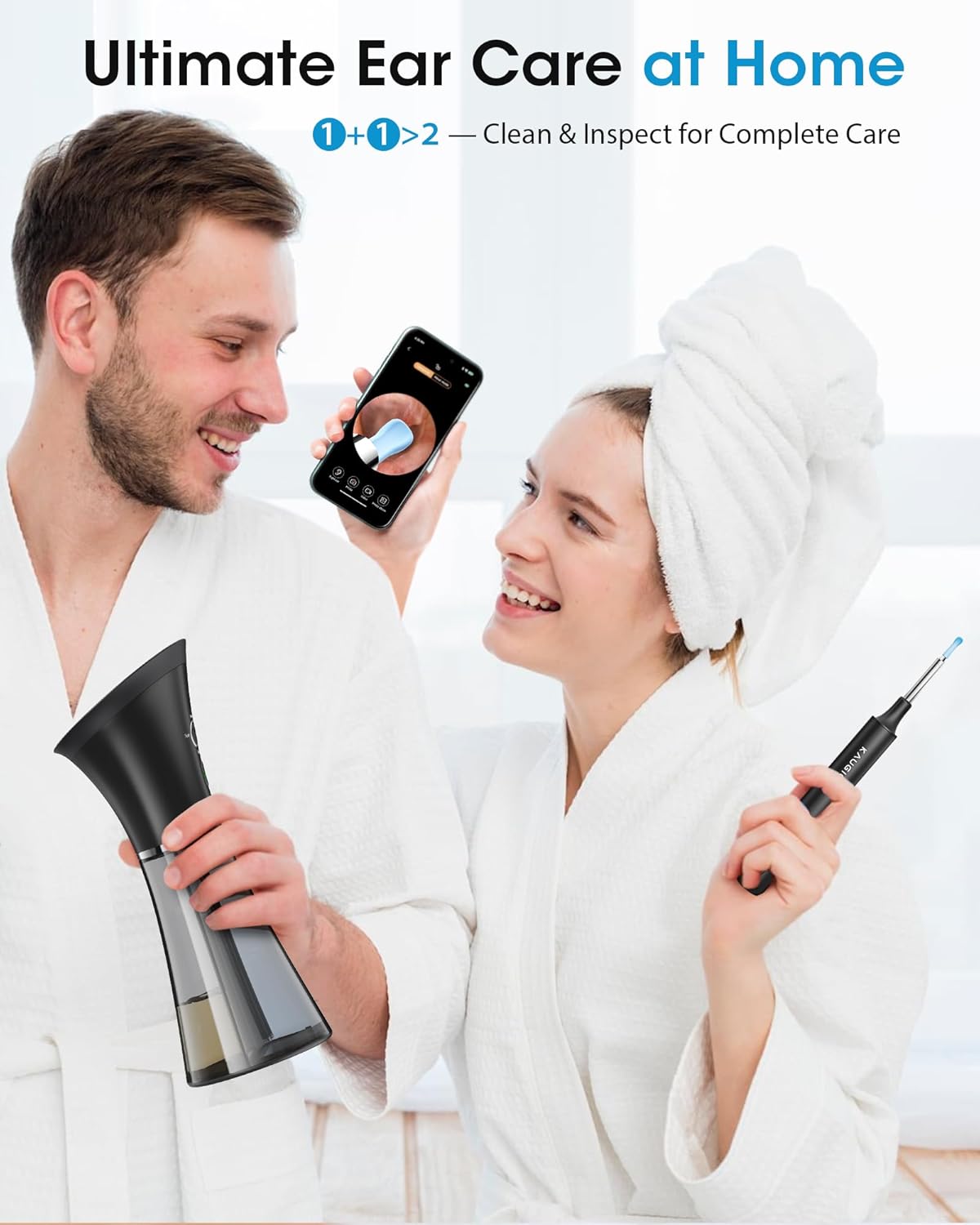 Detalle 2 de KAUGIC Ear Wax Removal Kit with Camera — electric ear cleaner with visual inspection and gentle irrigation