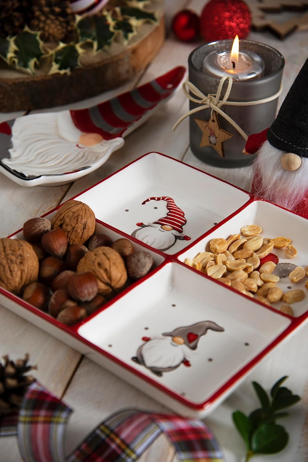 Thumbnail 2 de Excelsa Gnomo Christmas Plato Cerámica con 4 Compartimentos 🎄