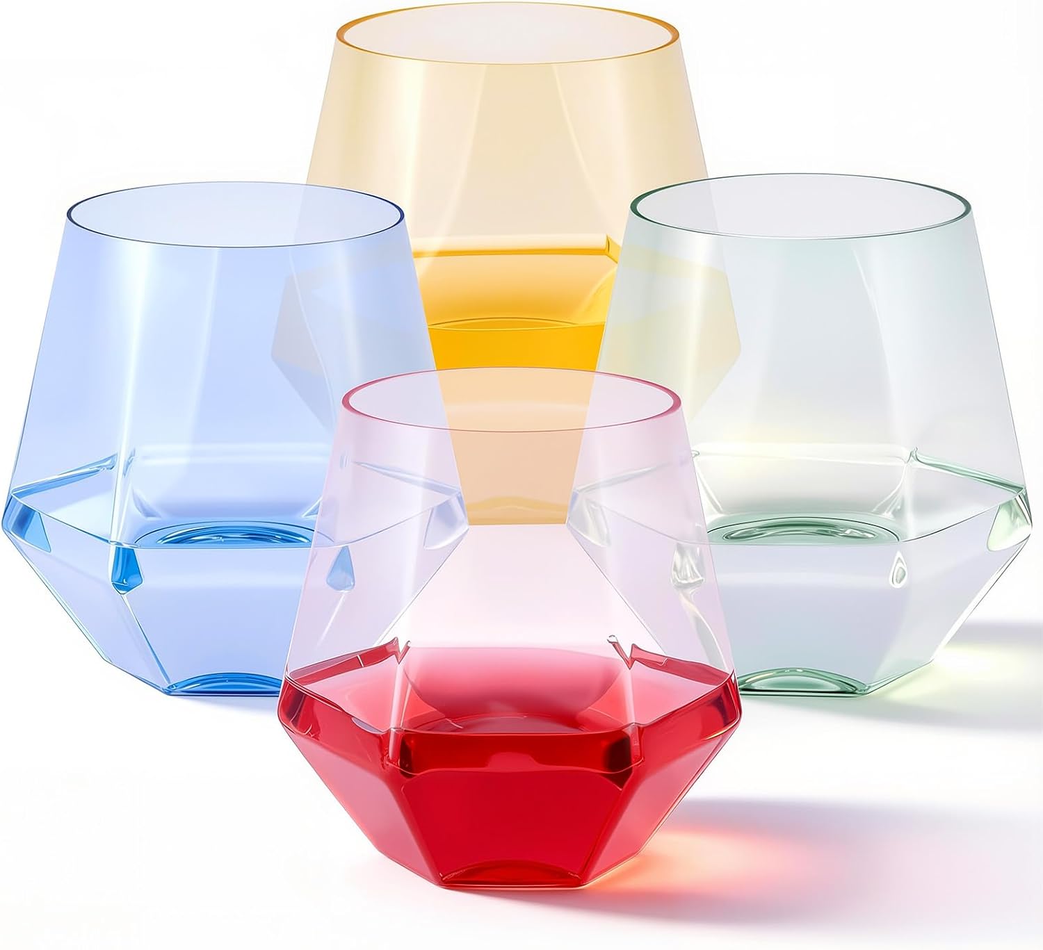Thumbnail 6 de Goodluck 80 PCS Diamond Stemless Plastic Wine Glasses, 12 Oz, Gold Rim Disposable Cups